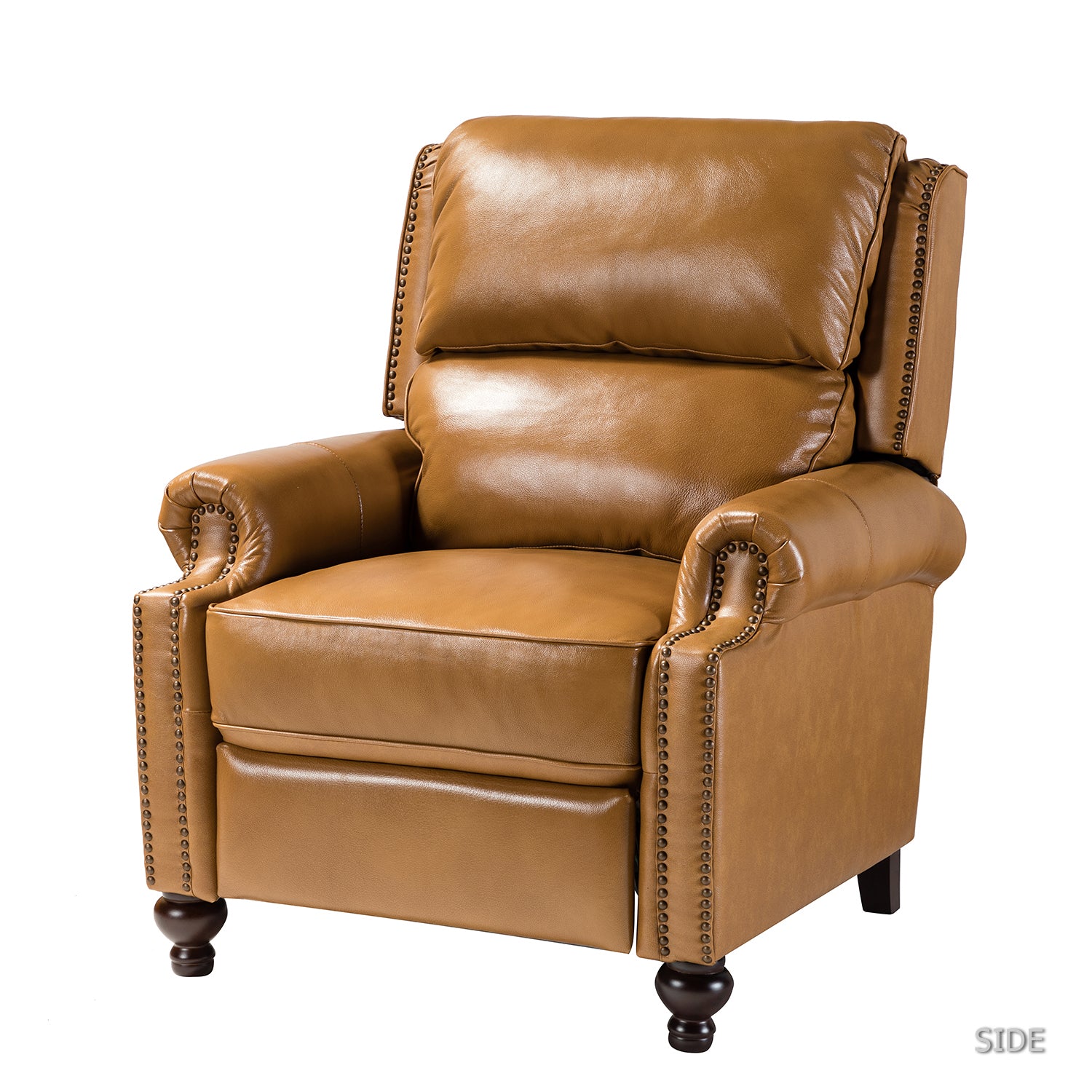 Franco Genuine Leather Recliner in Camel