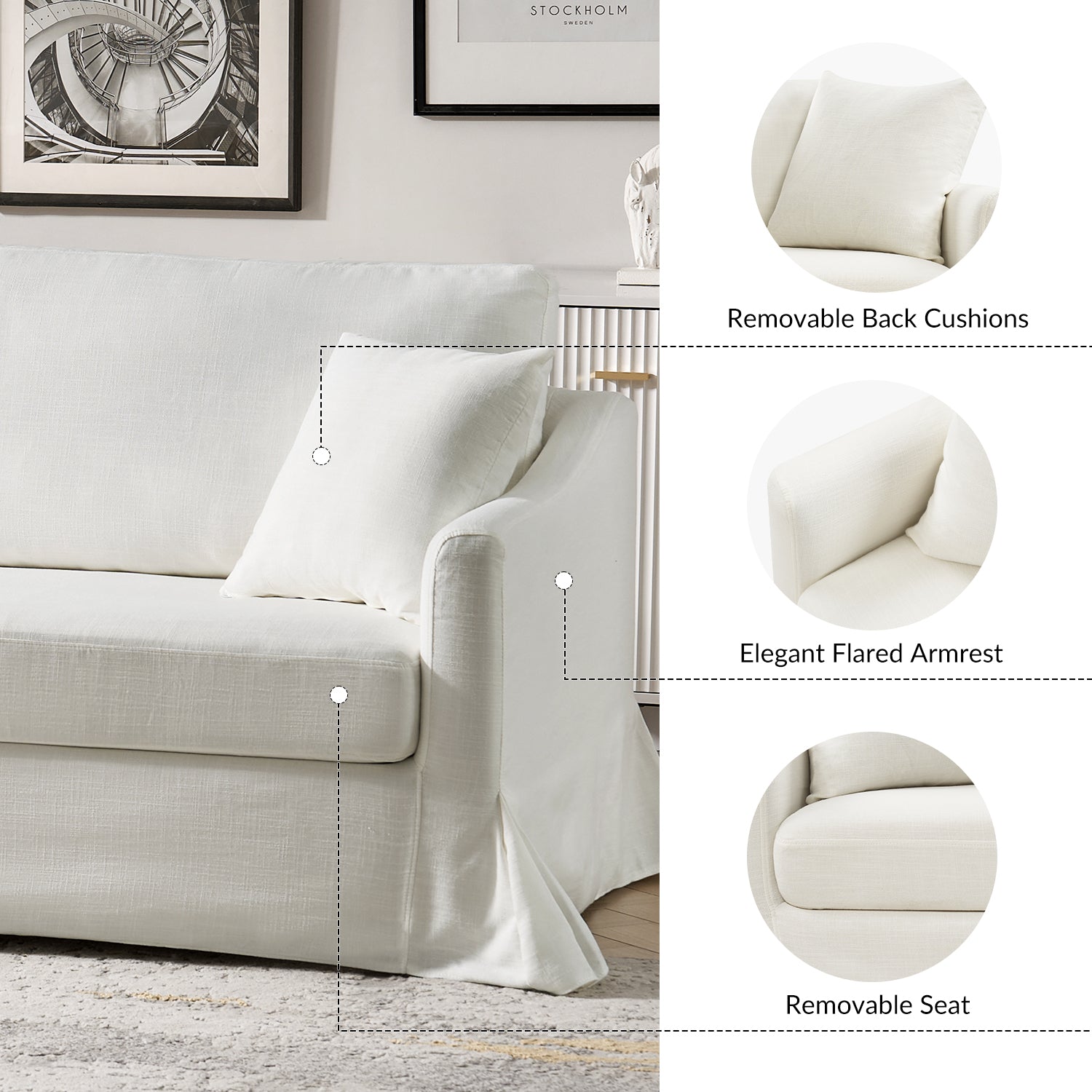 Patrice Slipcovered Sofa in White