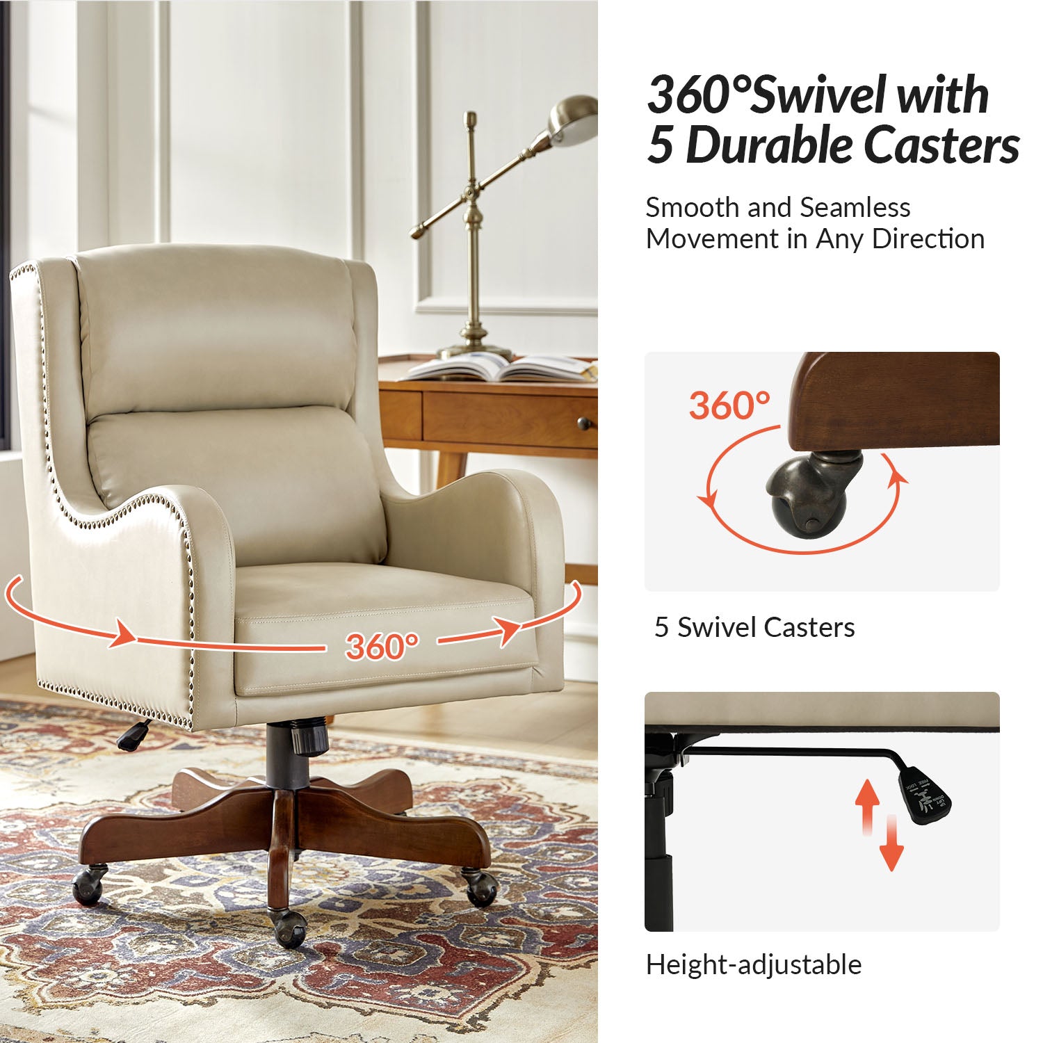 Viv Leather Executive Task Chair in Browness