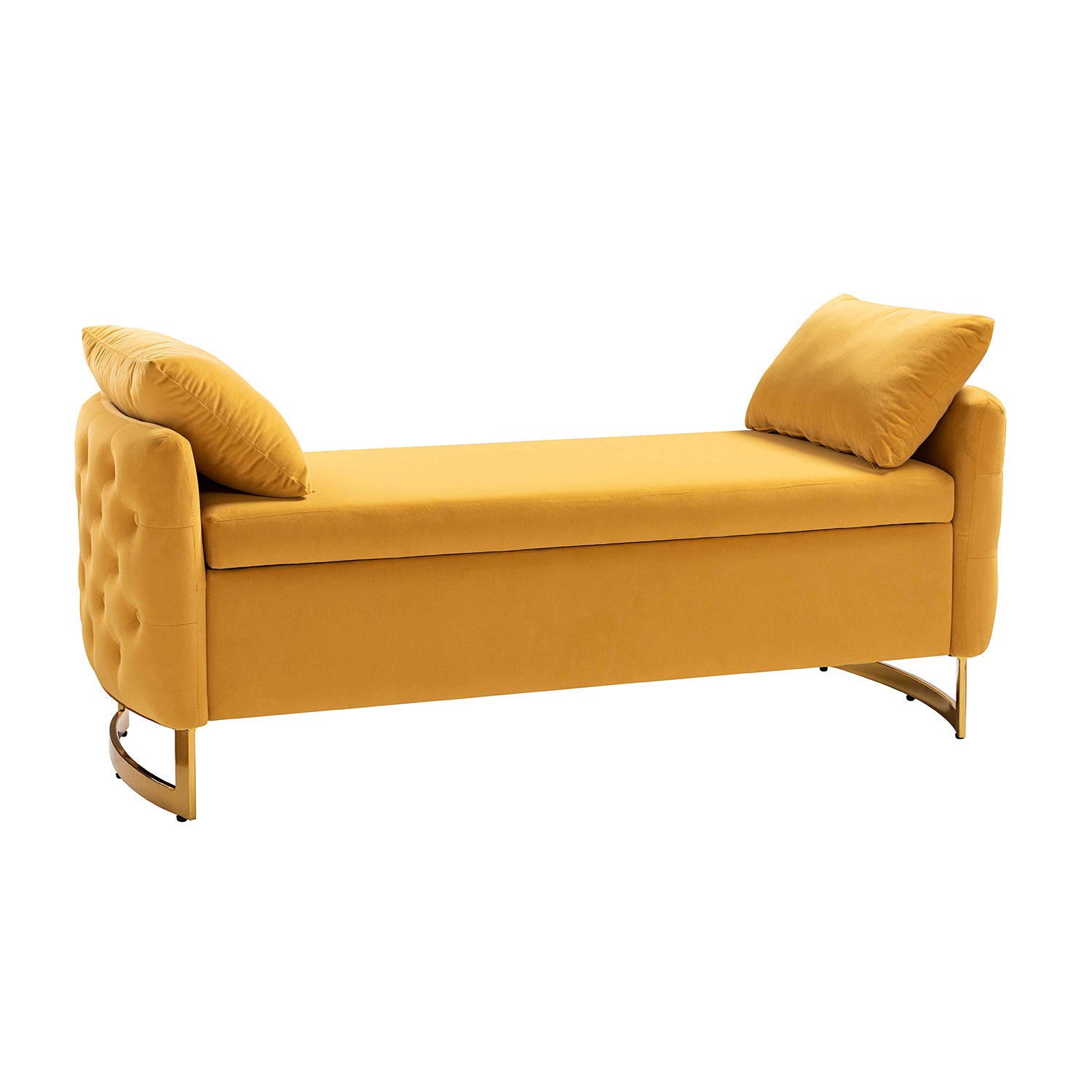 Christoph Upholstered Flip Top Storage Bench in Mustard