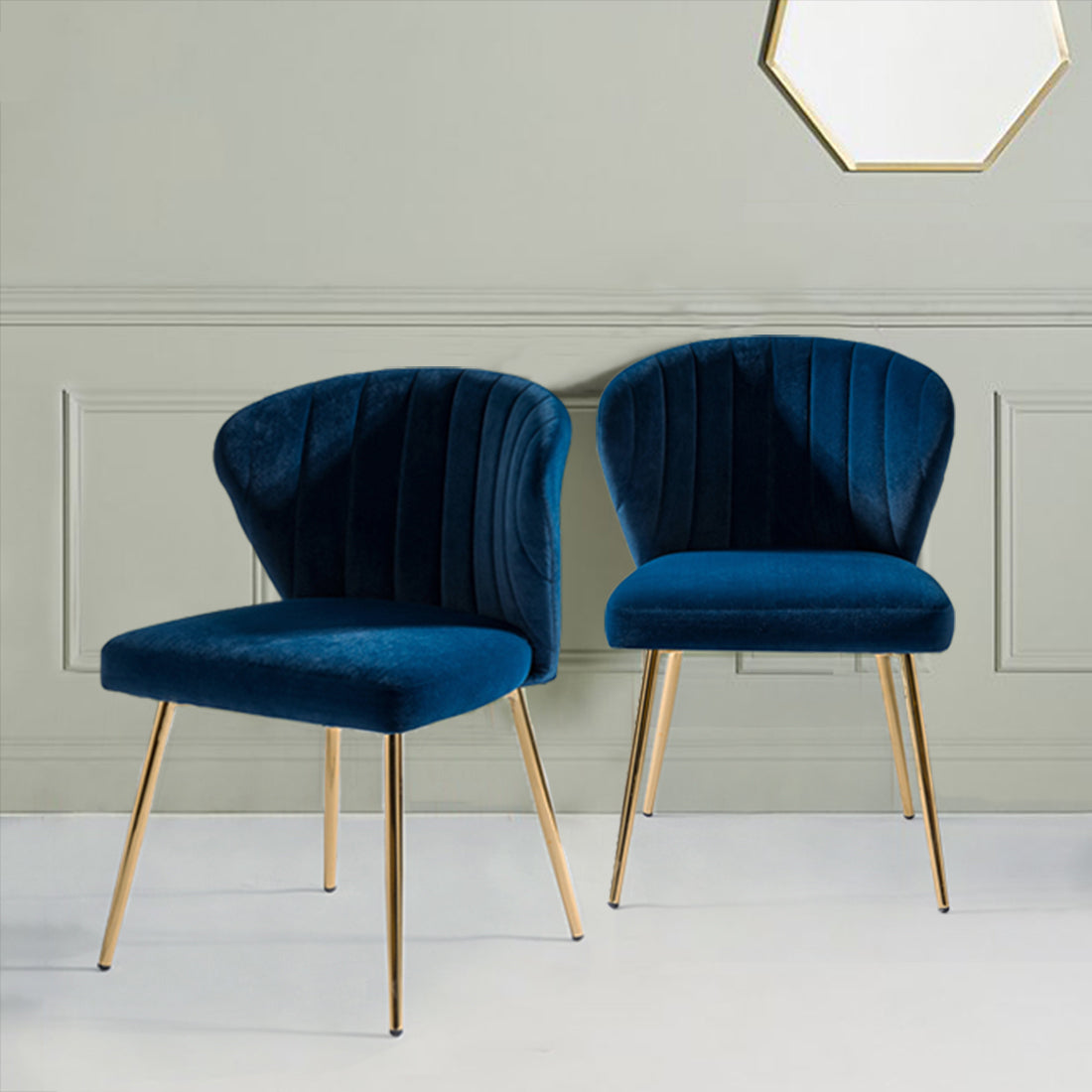 Milia Dining Chair Set of 2 in Navy