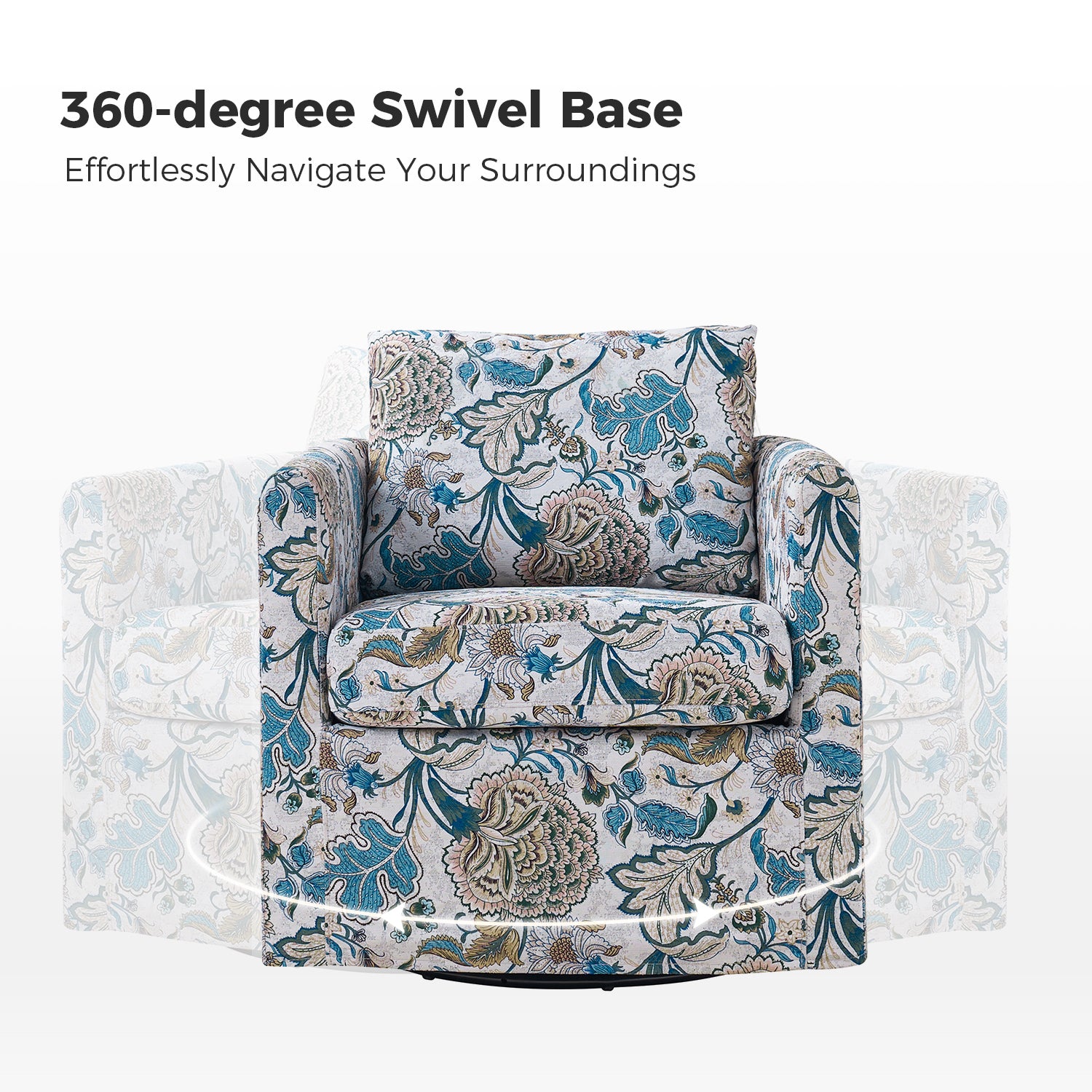 Armando Slipcovered Swivel Chair in Blue