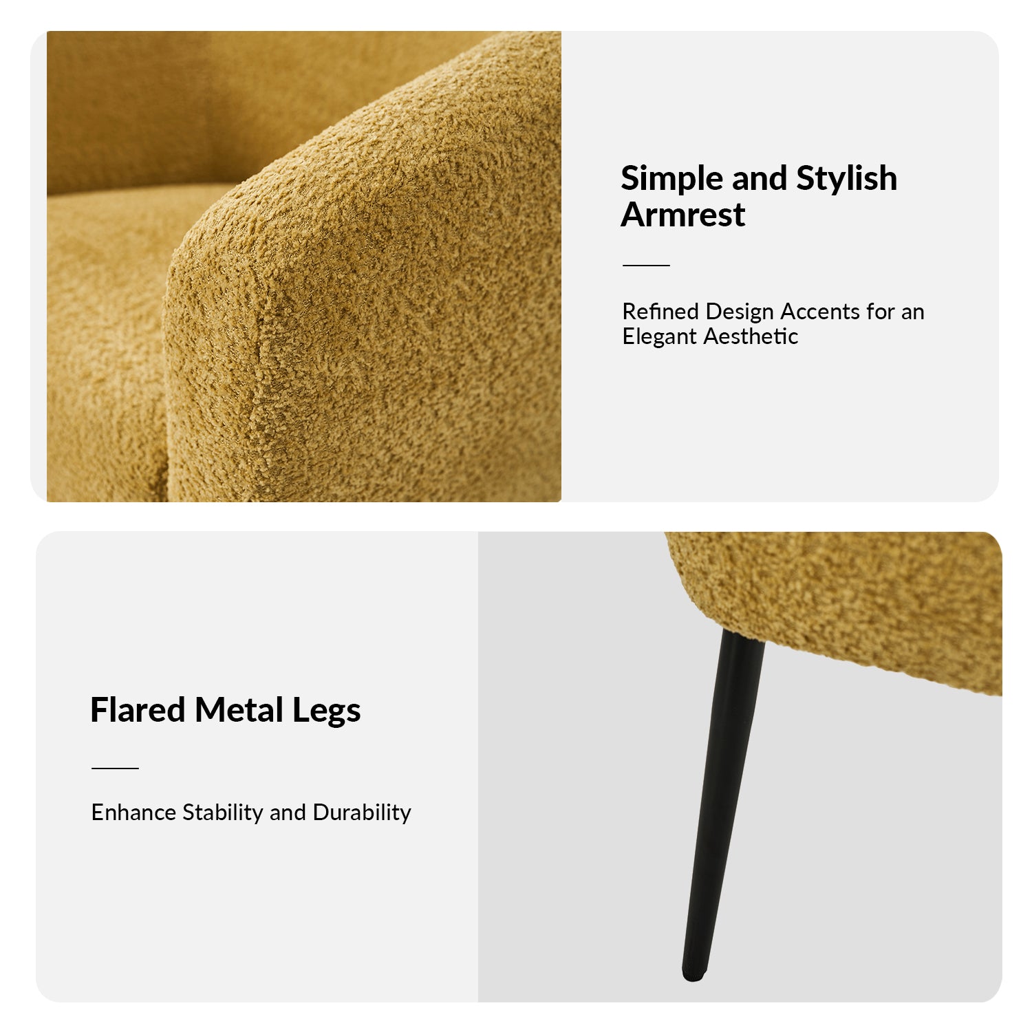 George Modern Boucle Armchair in Yellow