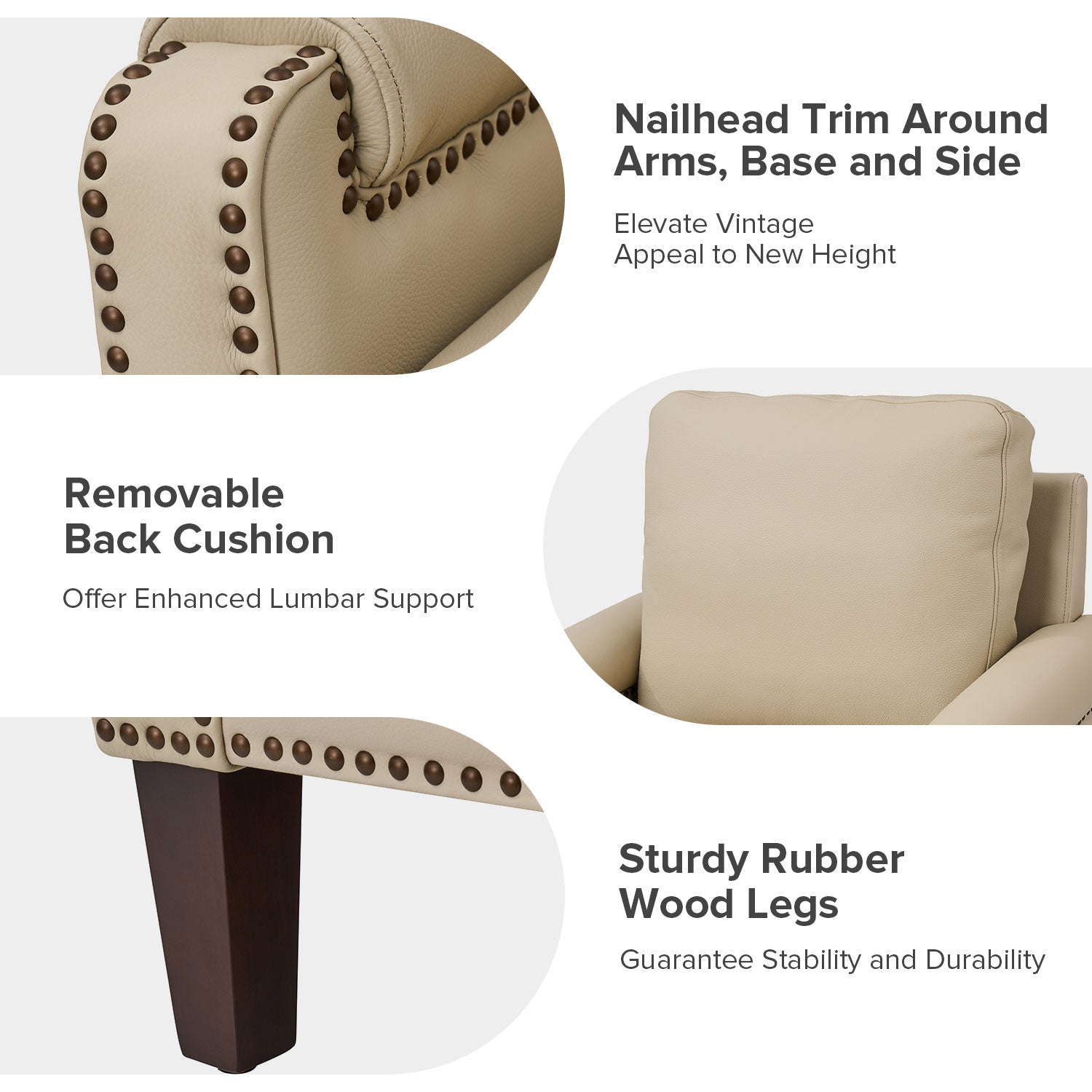 Raimund Genuine Leather Armchair in Beige