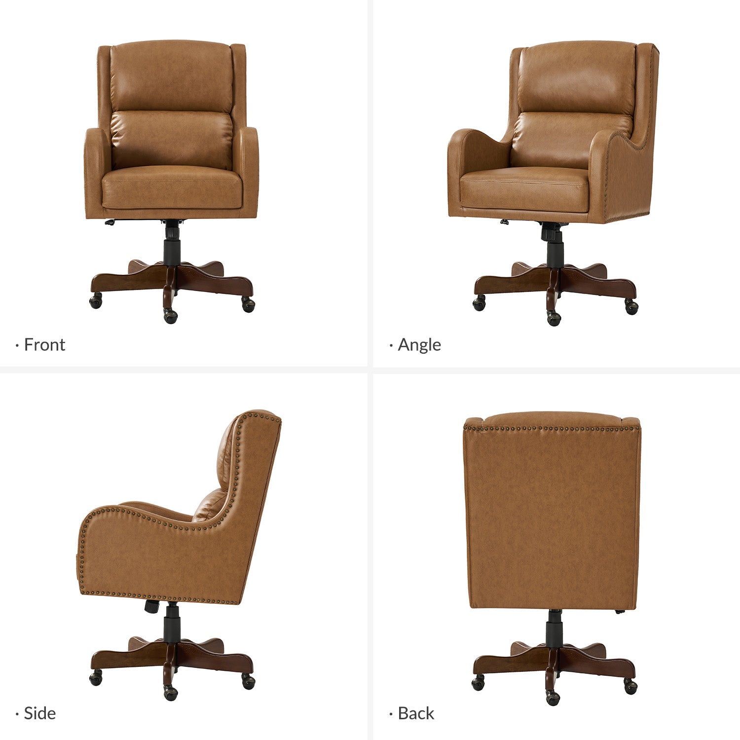 Viv Leather Executive Task Chair in Beige
