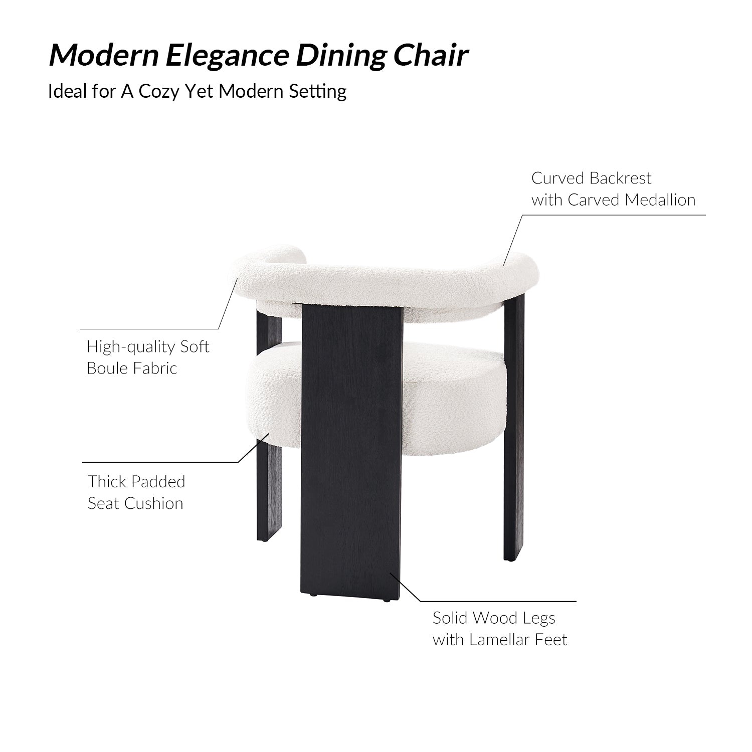 Eduard Boucle Dining Chair in Ivory