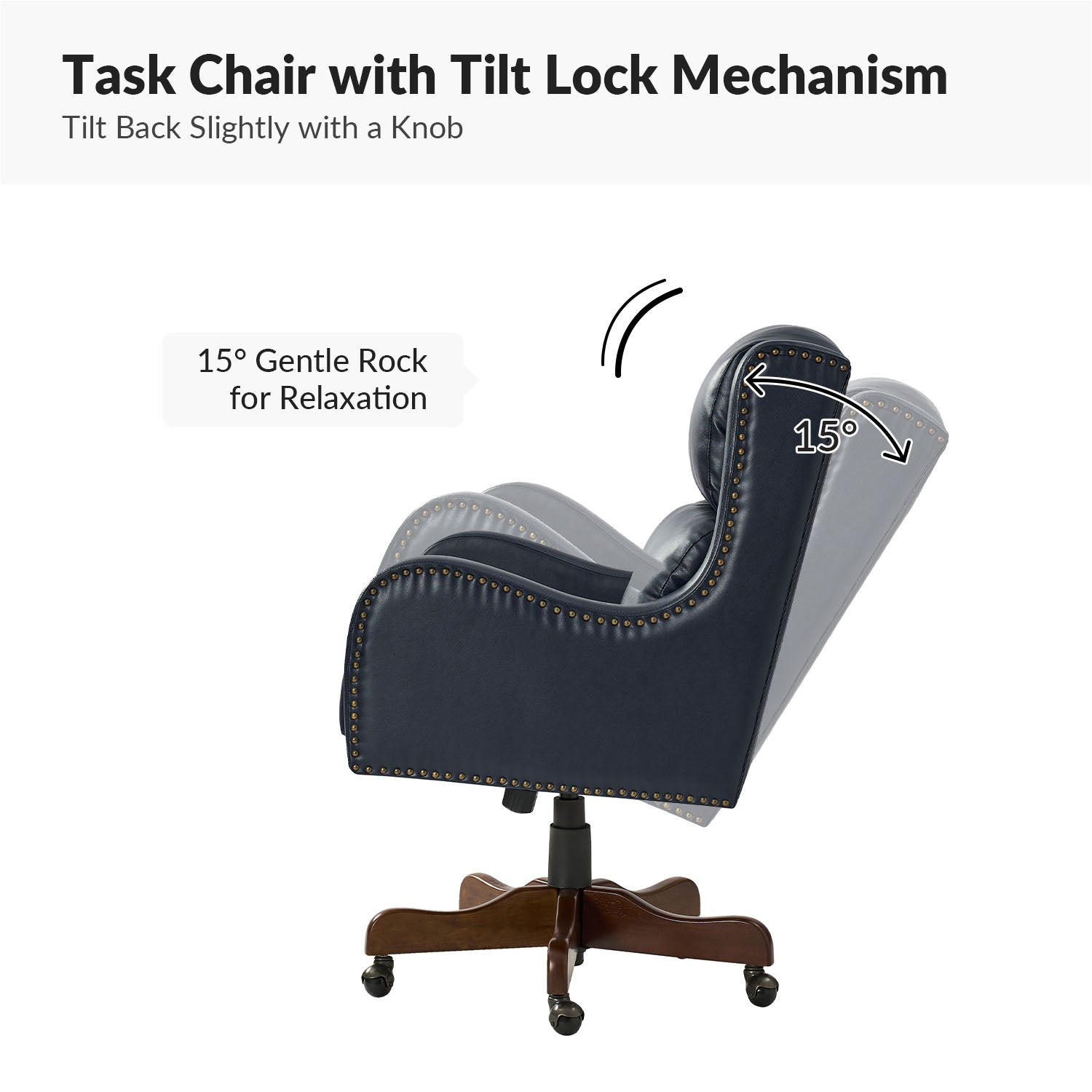 Viv Leather Executive Task Chair in Navy