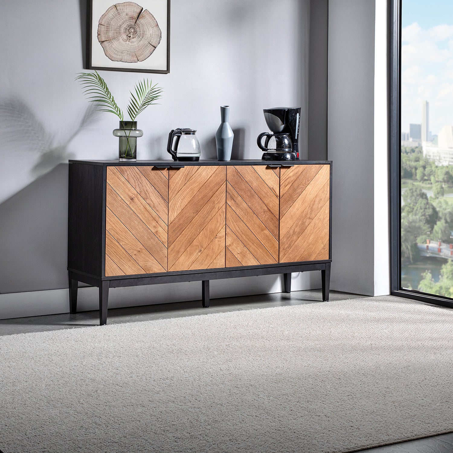 Hargapas 4 Door Sideboard in Black