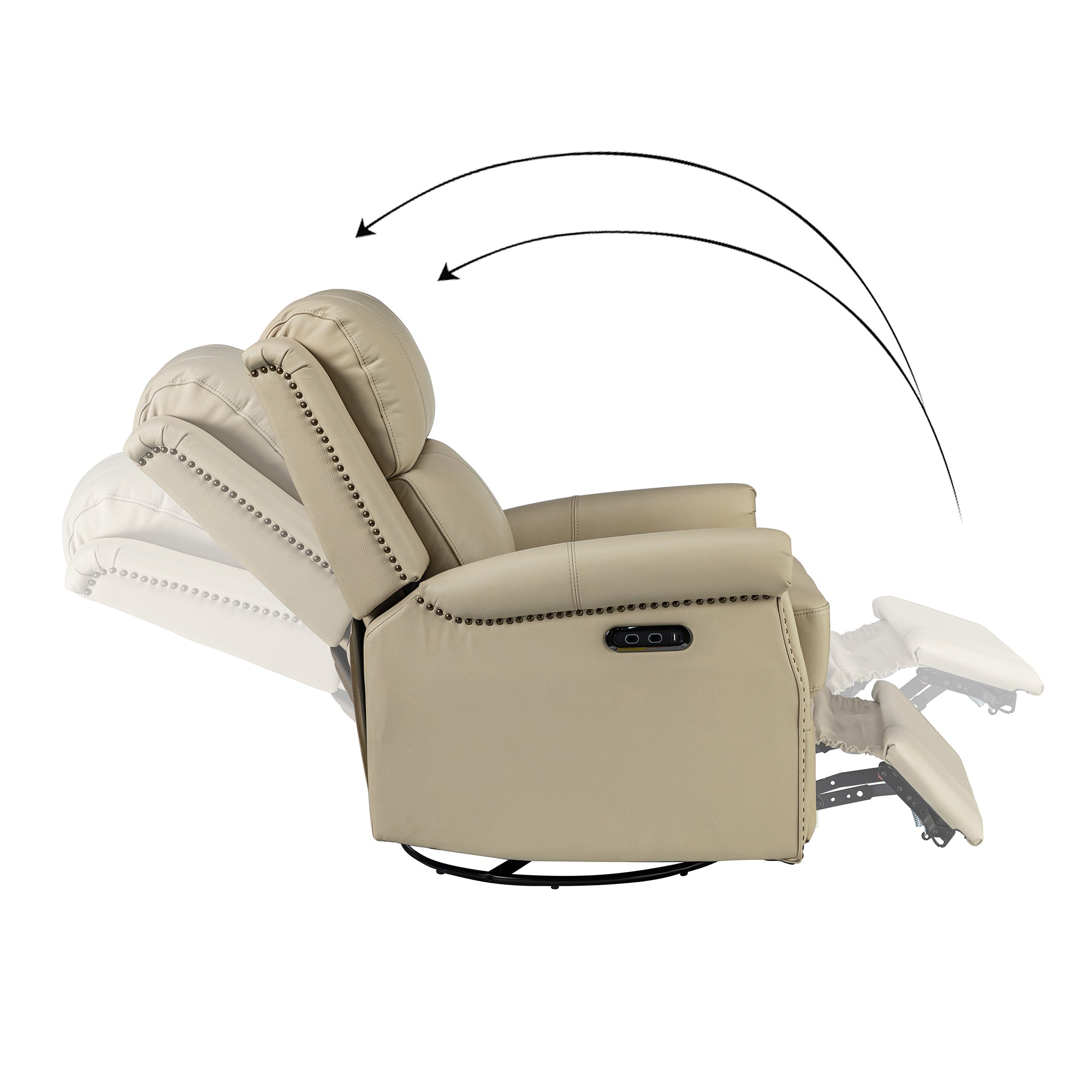 Kaietan Genuine Leather Power Rocking Recliner in Beige