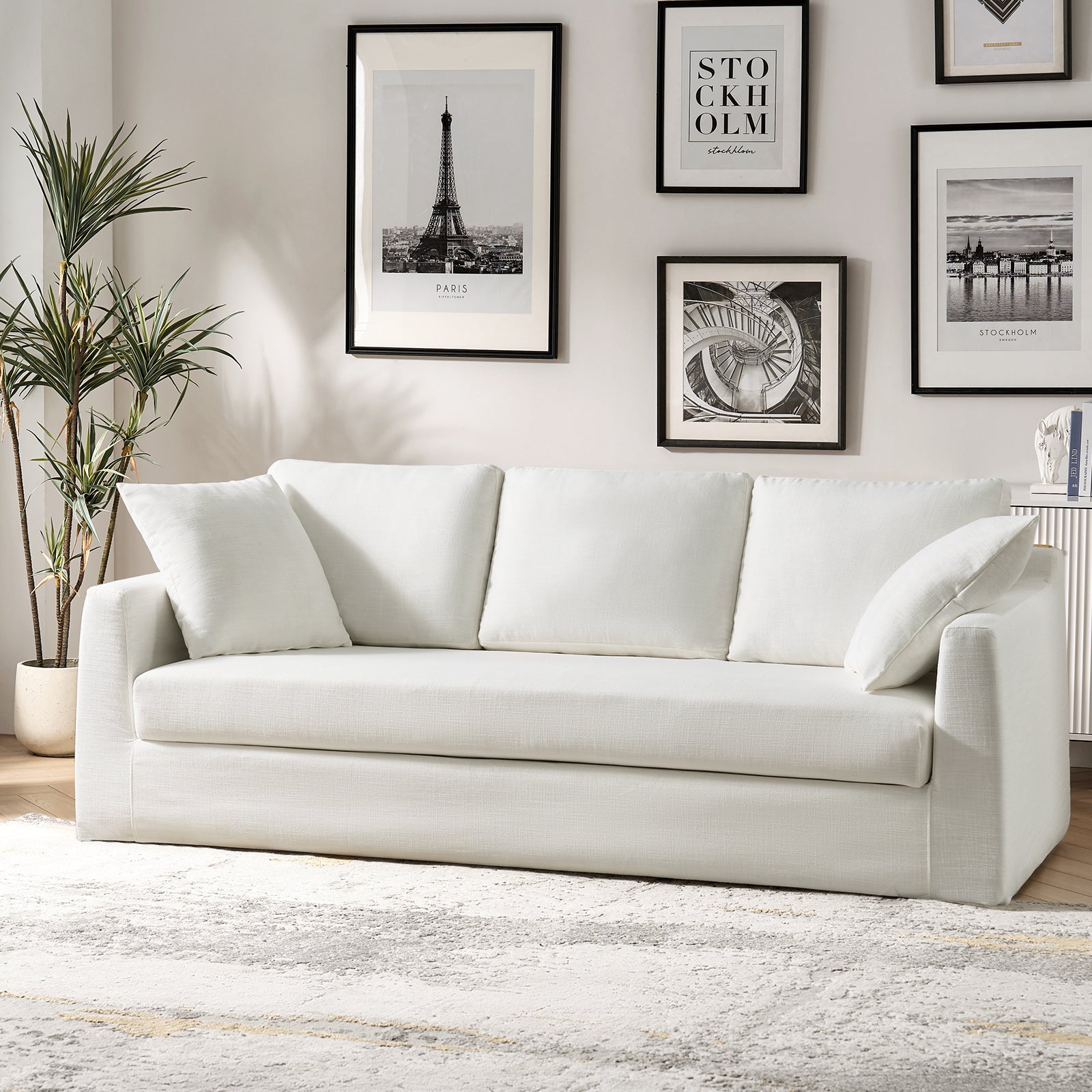 Riccardo Slipcovered Sofa in White