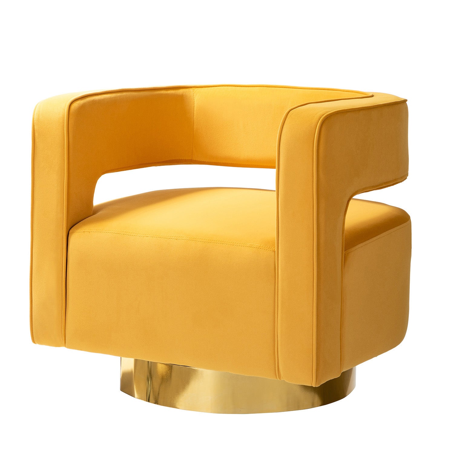 Blanca Swivel Barrel Chair in Mustard