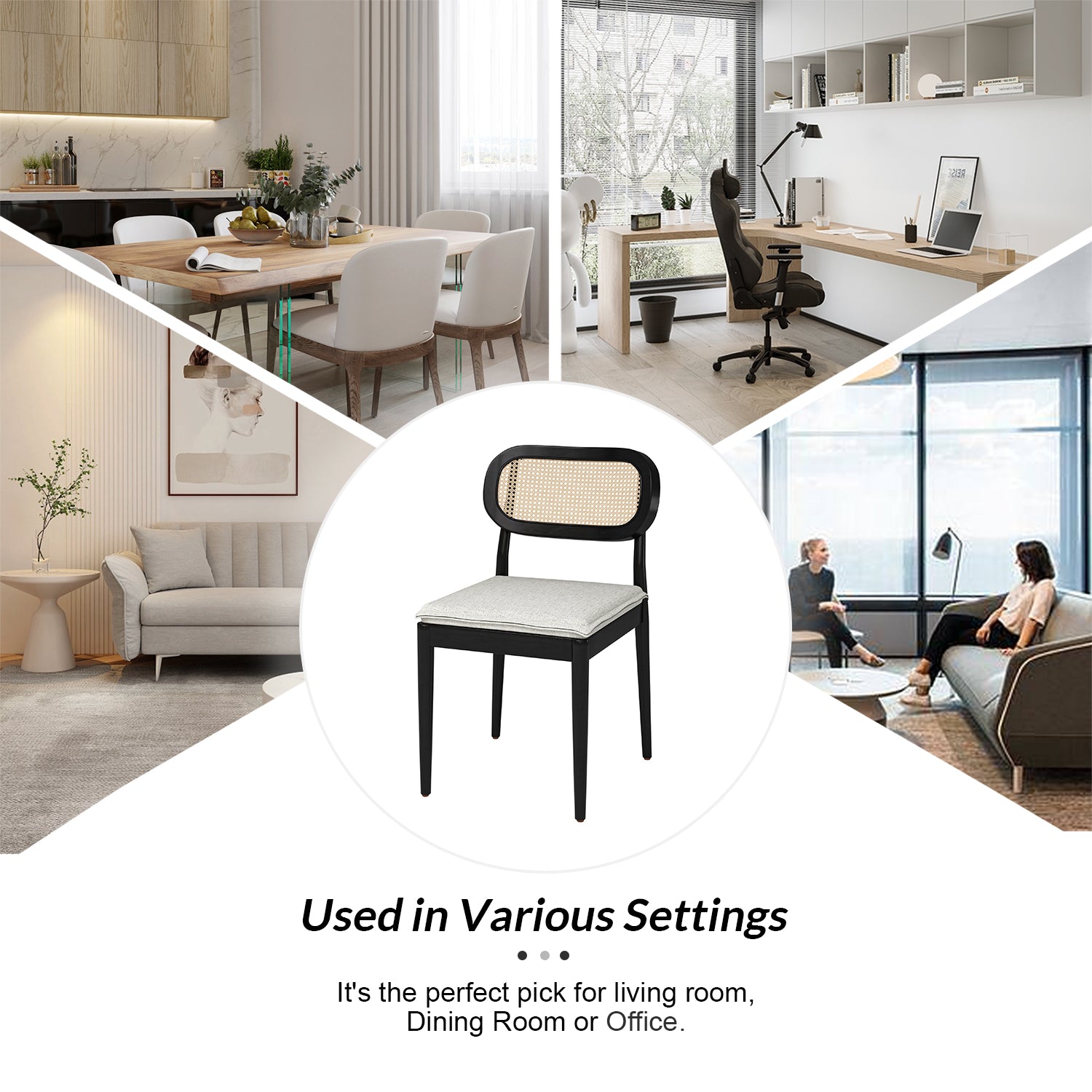 Konstantin Ratten Dining Chair Set of 2 in Black