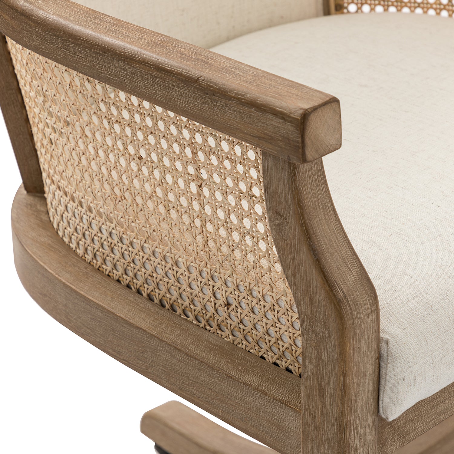Xaver Task Chair with Rattan Arms in Ivory