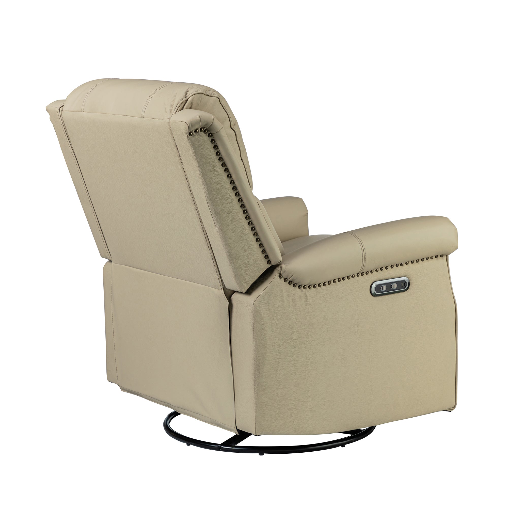 Kaietan Genuine Leather Power Rocking Recliner in Beige