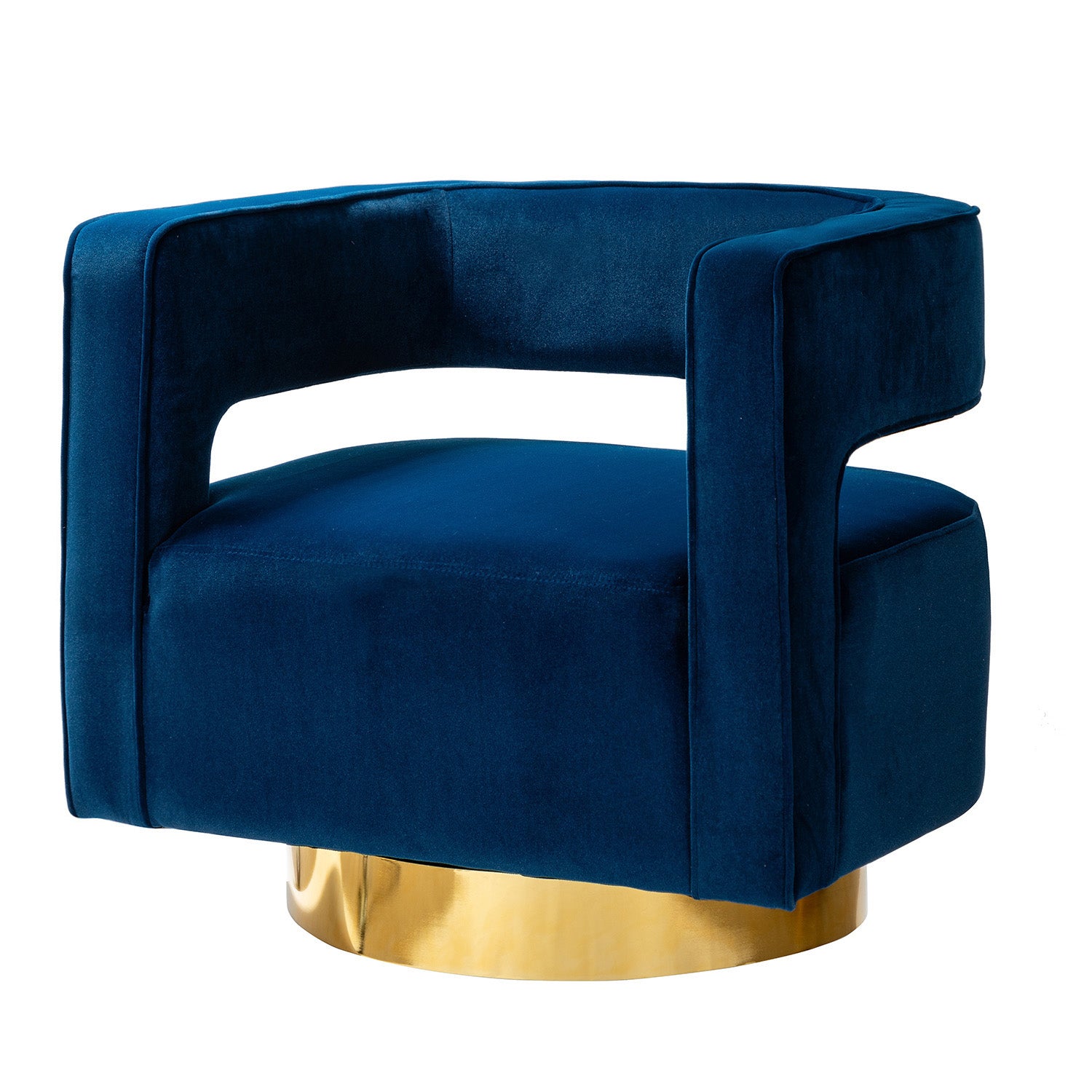 Blanca Swivel Barrel Chair in Navy