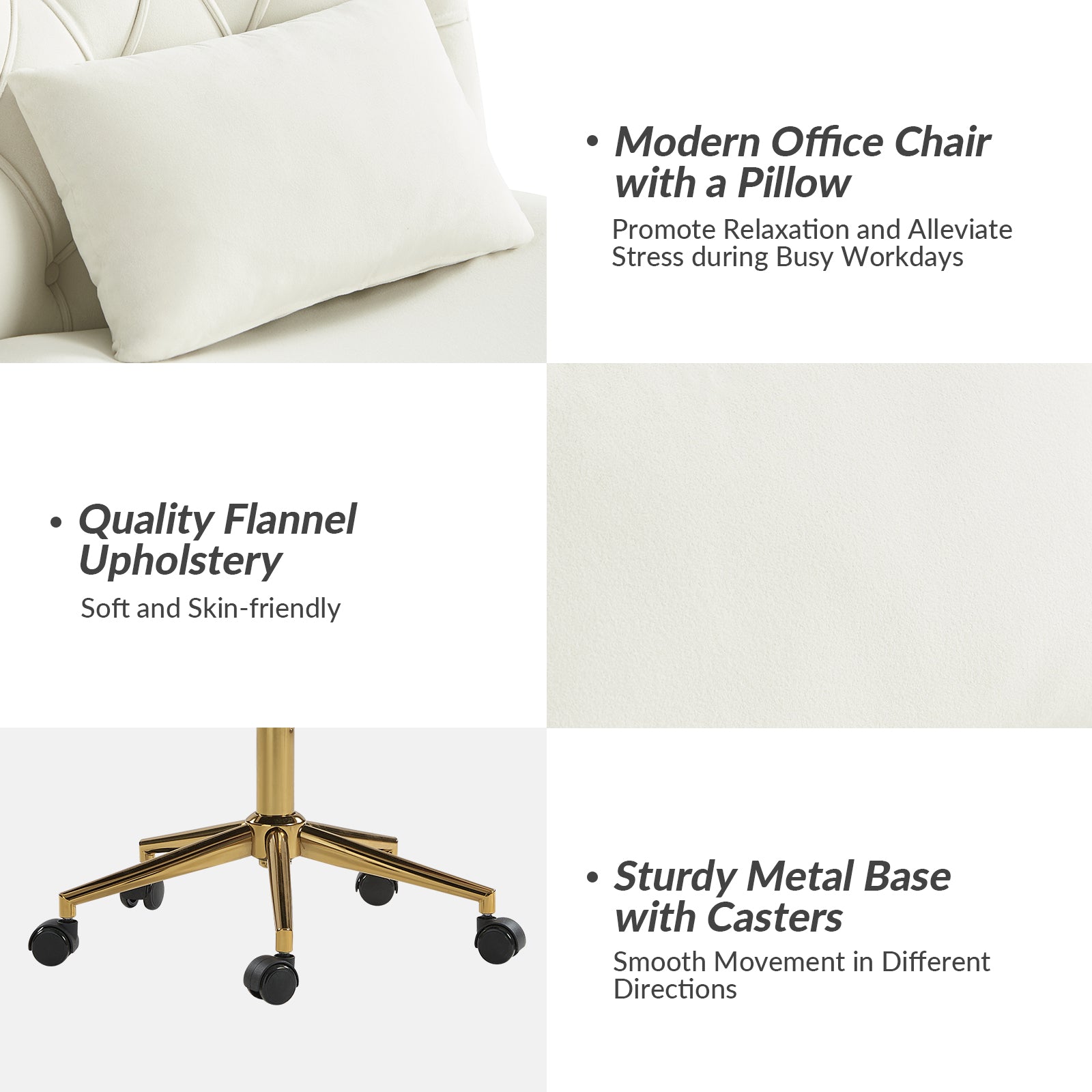 Violet Office Chair in Ivory