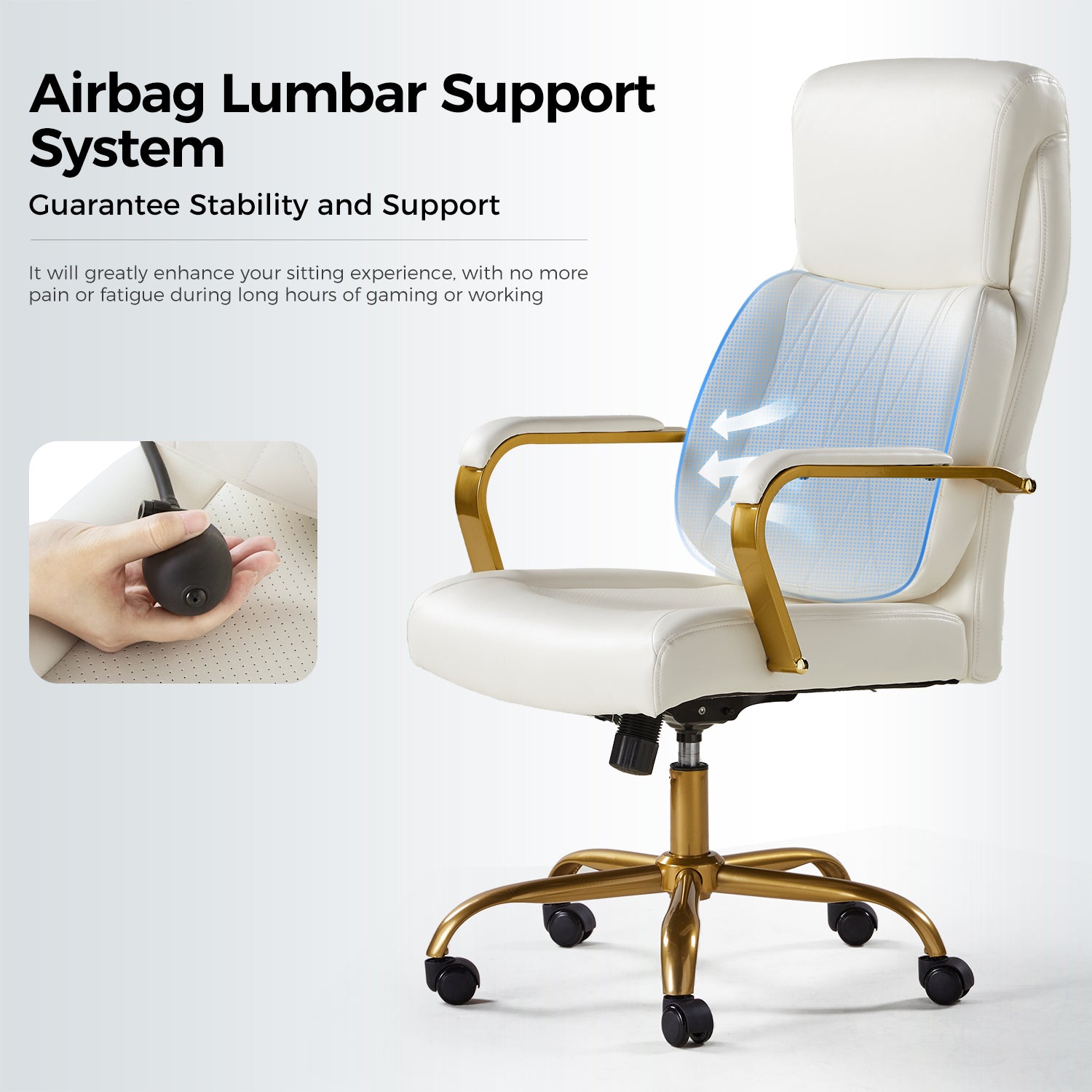 Bradford Ergonomic Office Chair with Lumbar Support in Ivory