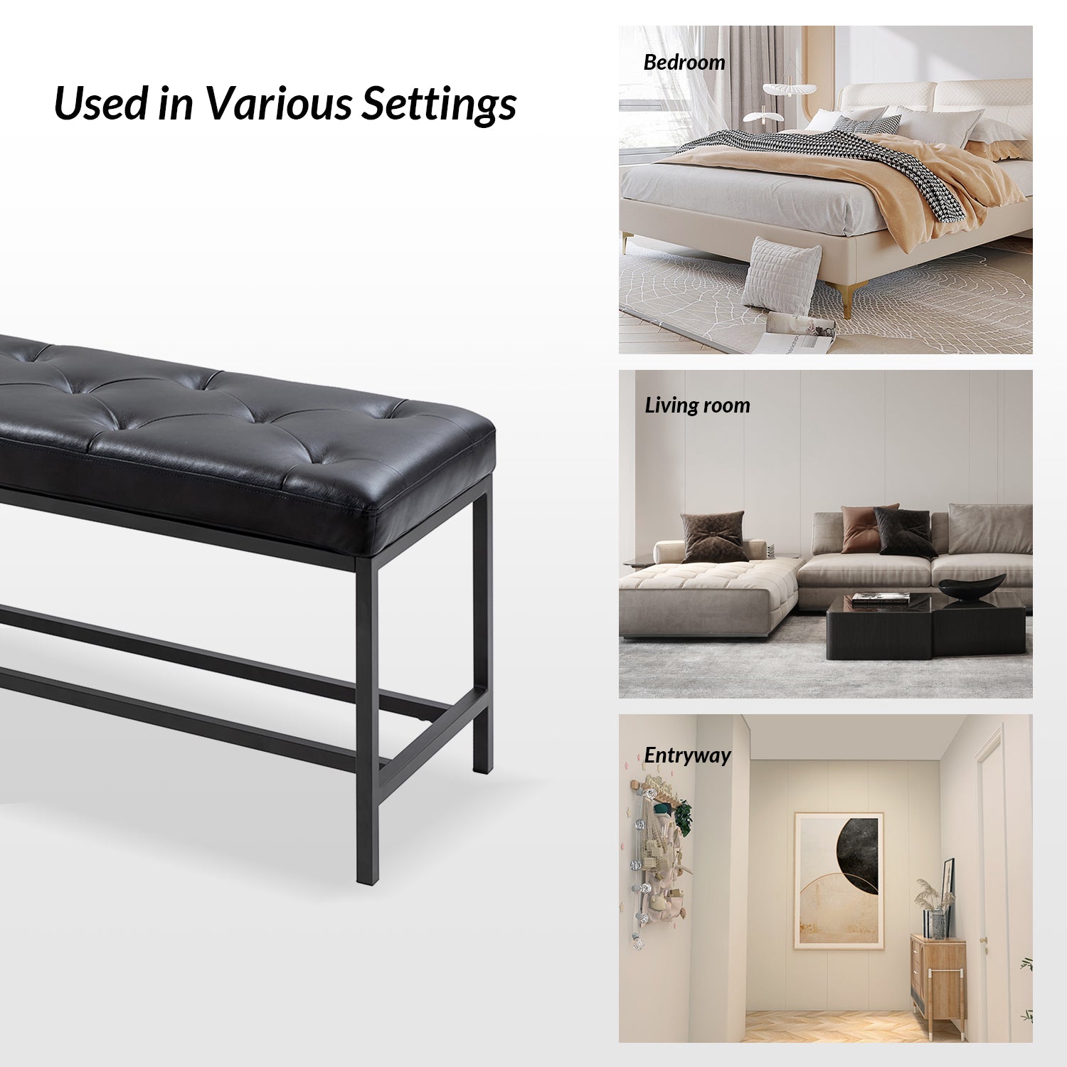 Jakob Upholstered Bench in Black