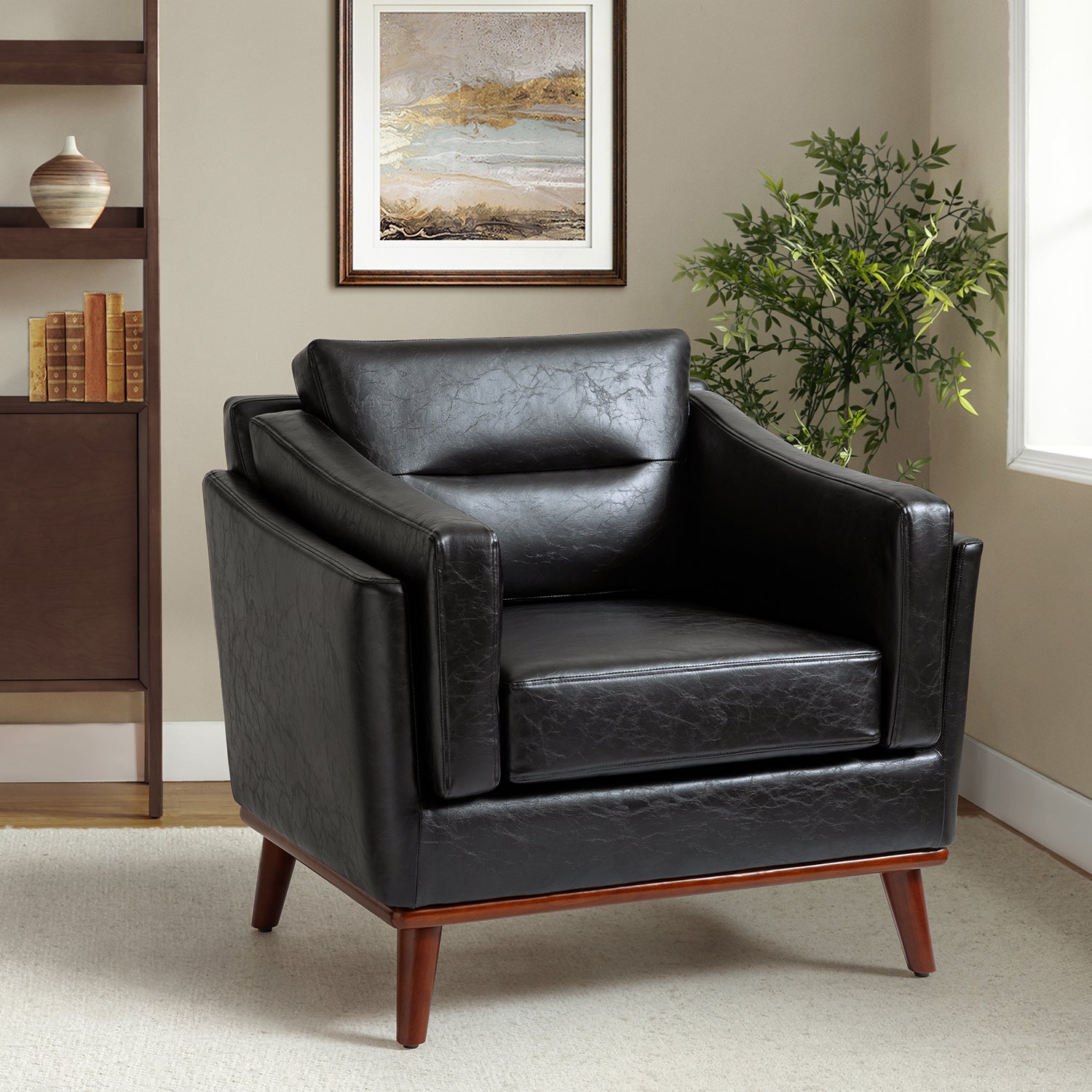 Jerome Vegan Leather Armchair in Black