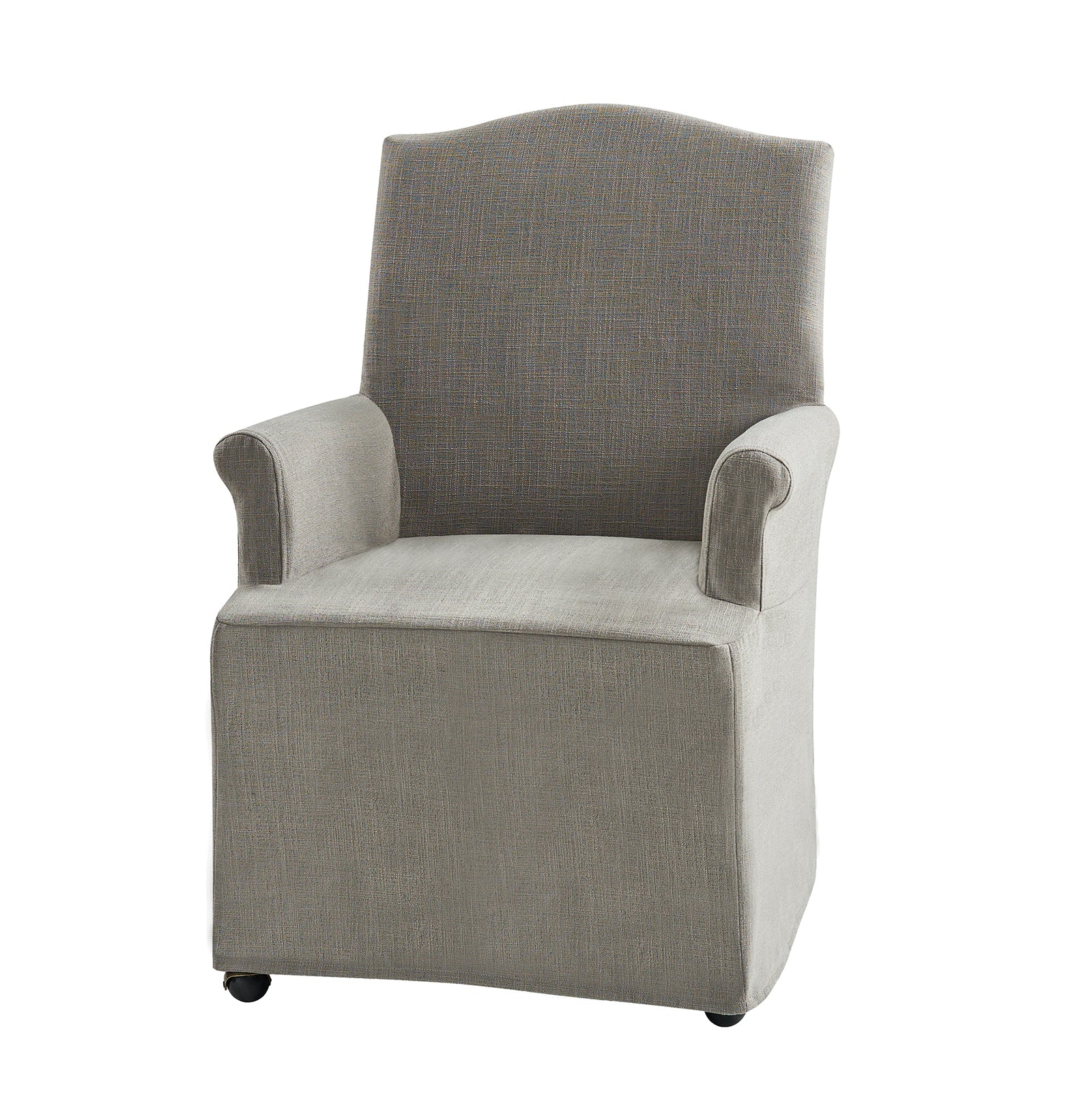 Kanrad Slipcover Dining Chair with Casters in Grey