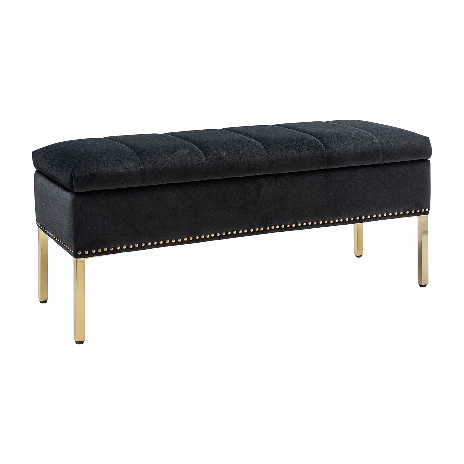Fabio Upholstered Flip Top Storage Bench in Black