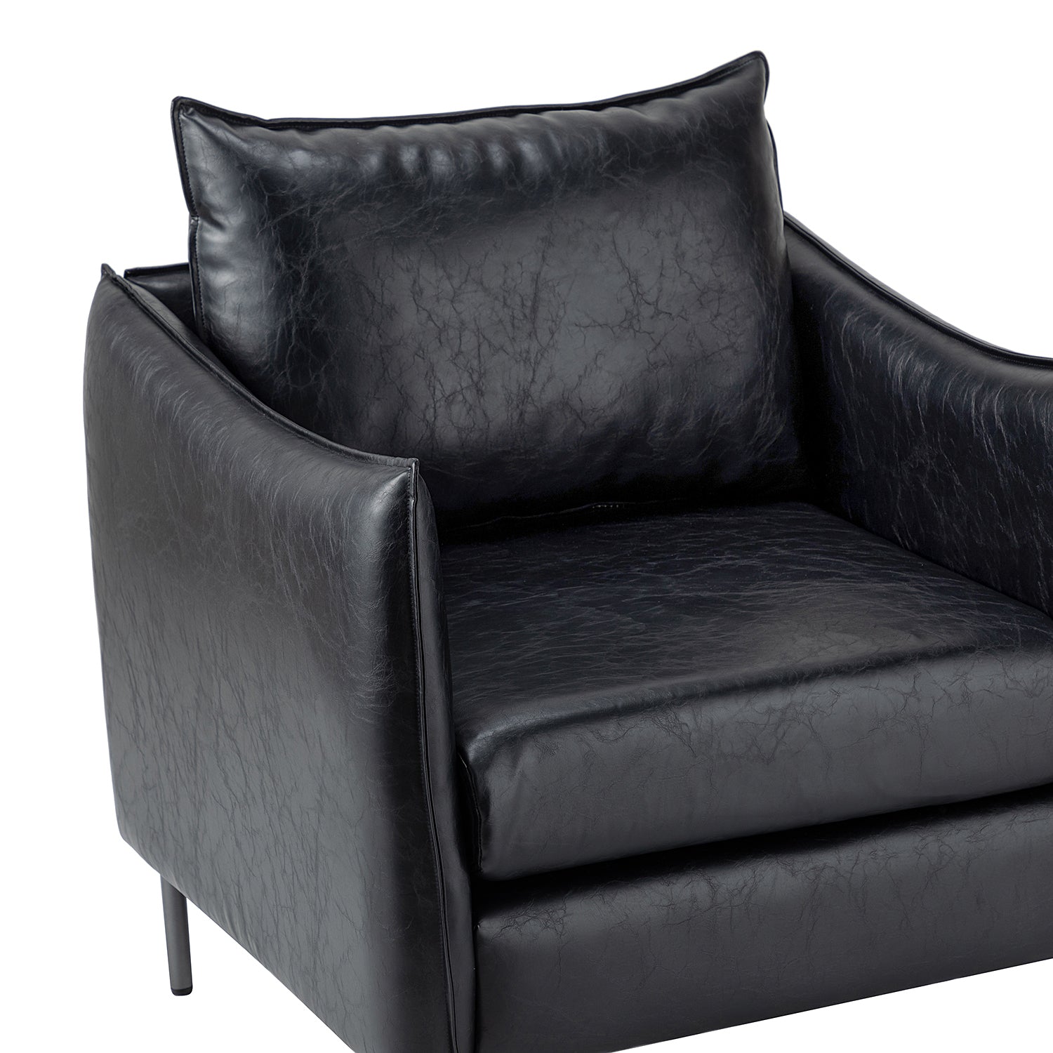 Georges Vegan Leather Armchair in Black