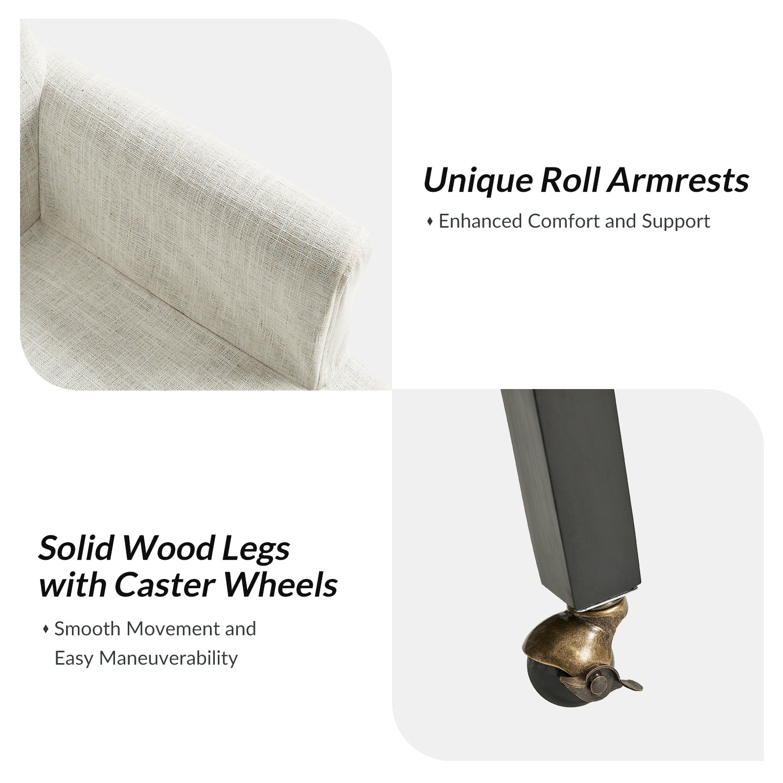 Kanrad Slipcover Dining Chair with Casters in Ivory