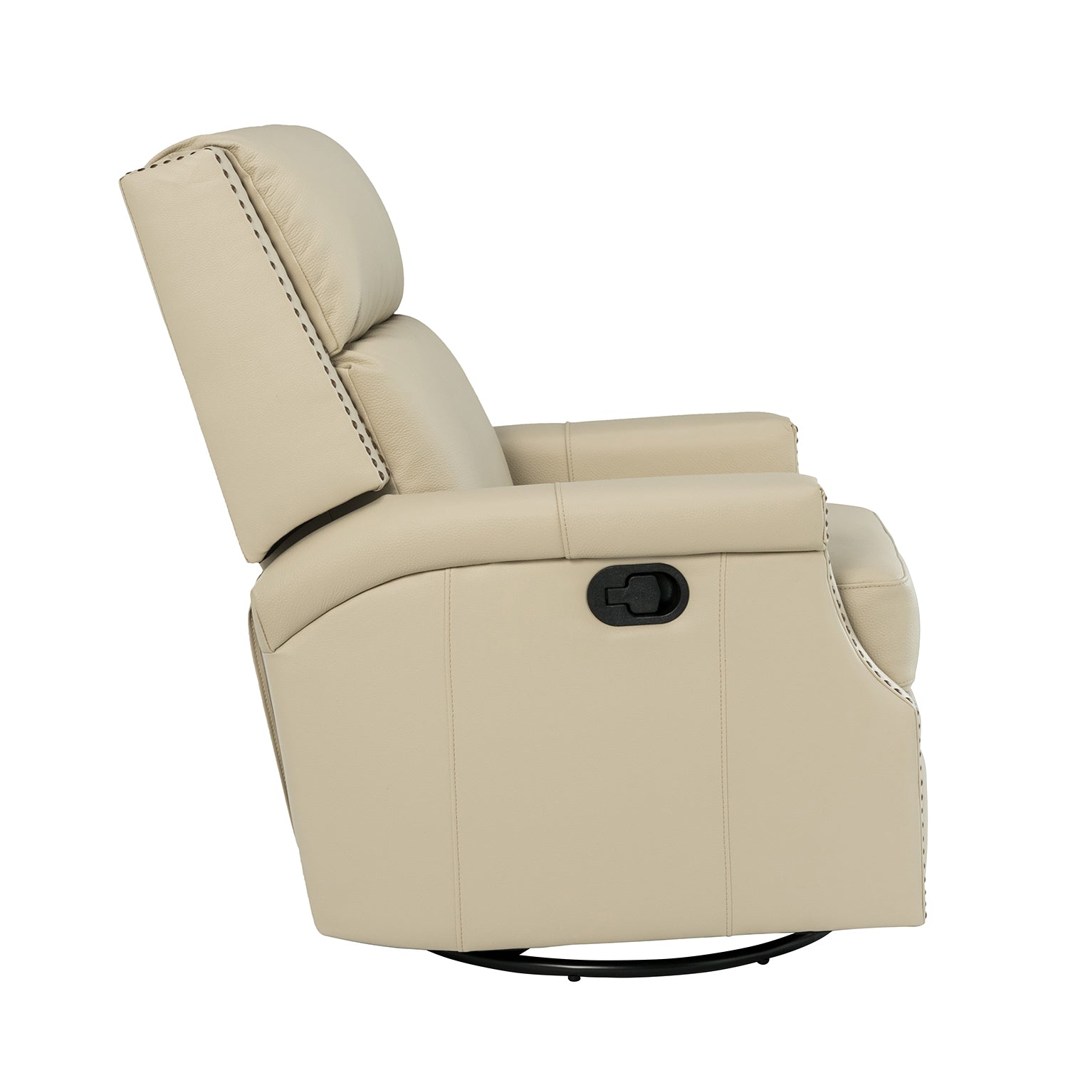 Louise Genuine Leather Swivel Rocker Recliner in Beige