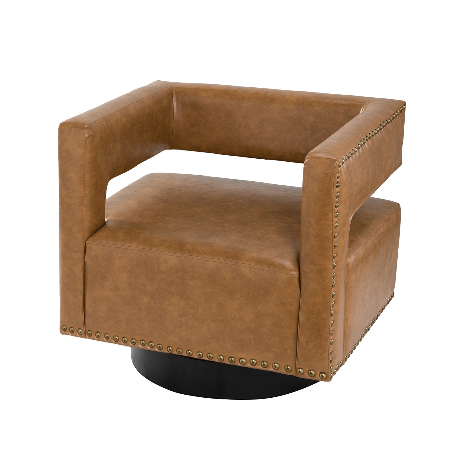 Francesca Swivel Barrel Chair in Camel