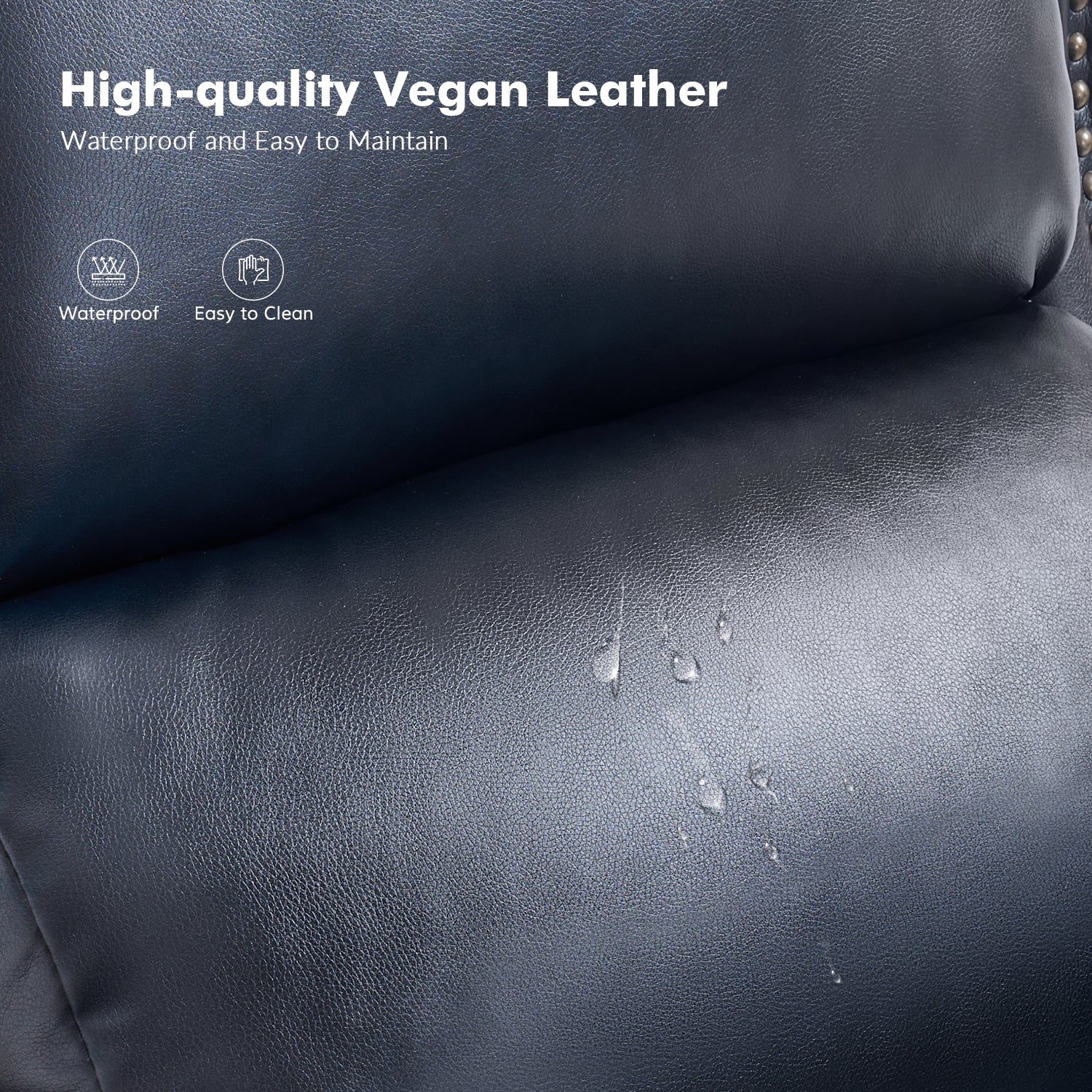 Rosalie Vegan Leather Manual Recliner in Navy
