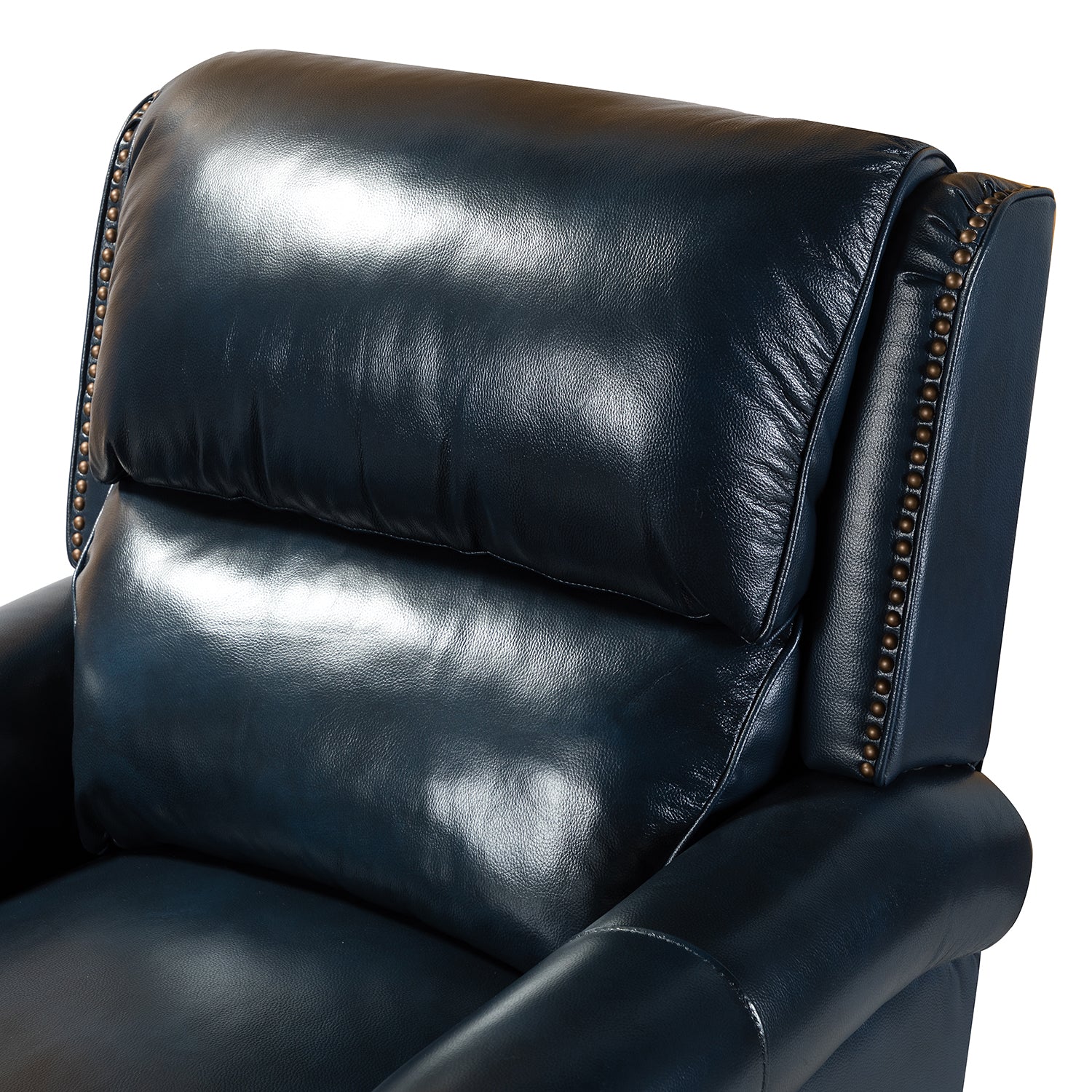 Franco Genuine Leather Recliner in Navy