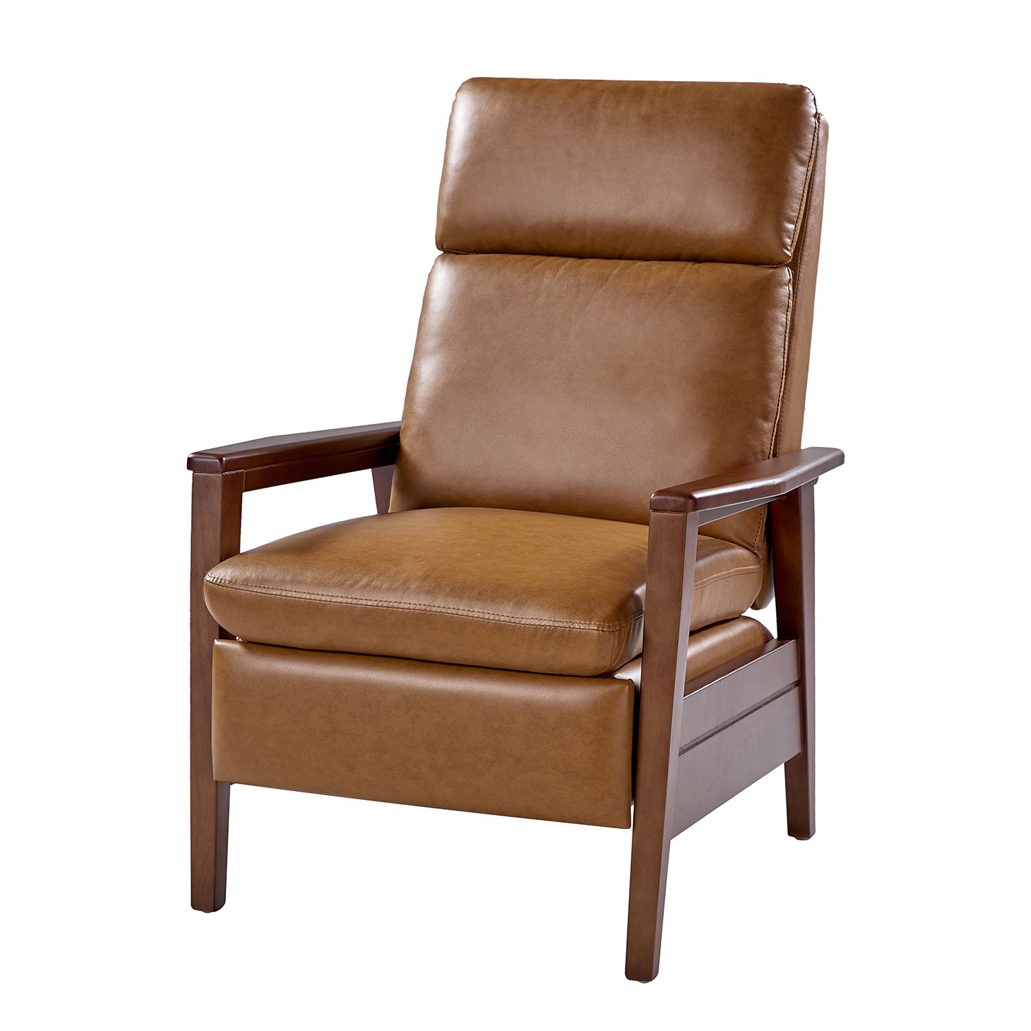 Patrick Vegan Leather Solid Wood Recliner in Camel