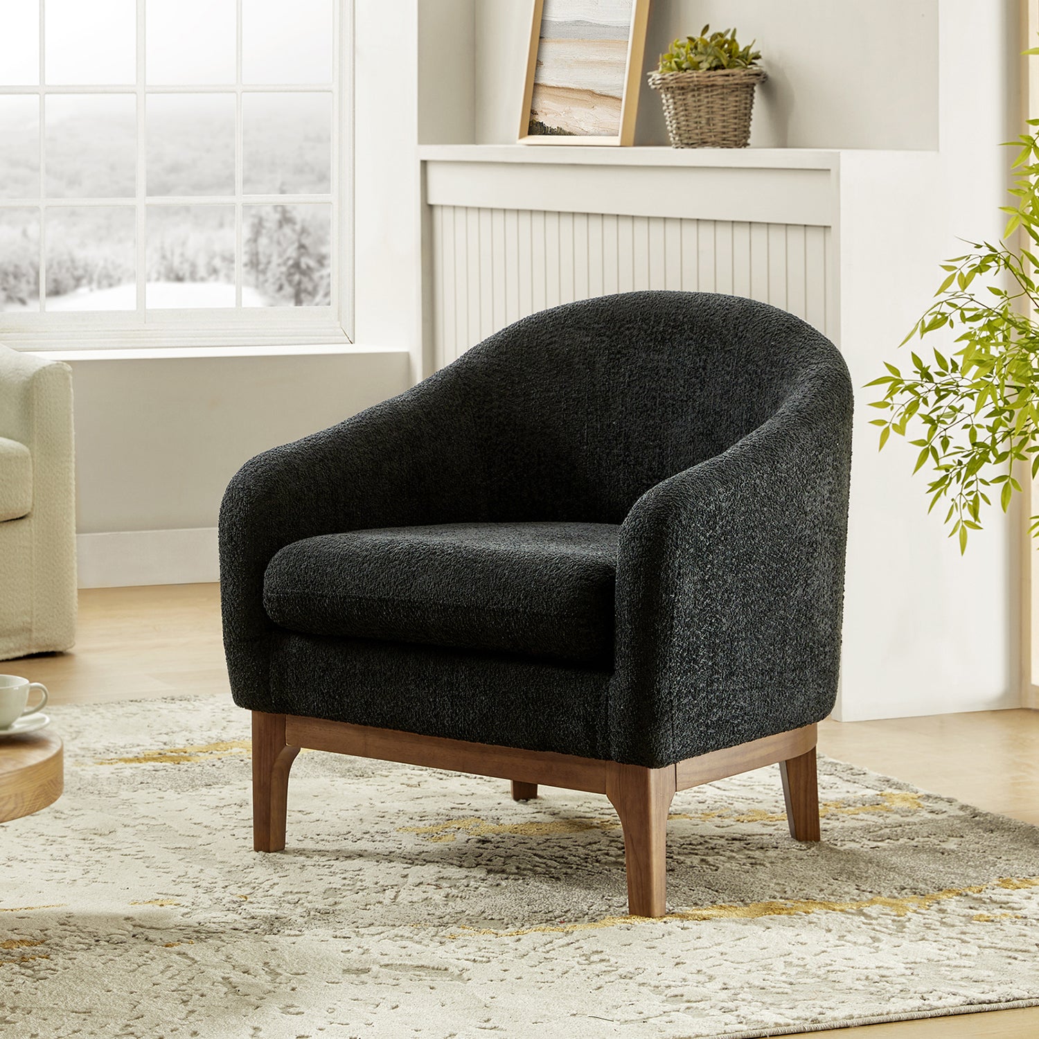 Joseph Boucle Armchair Chair in Black