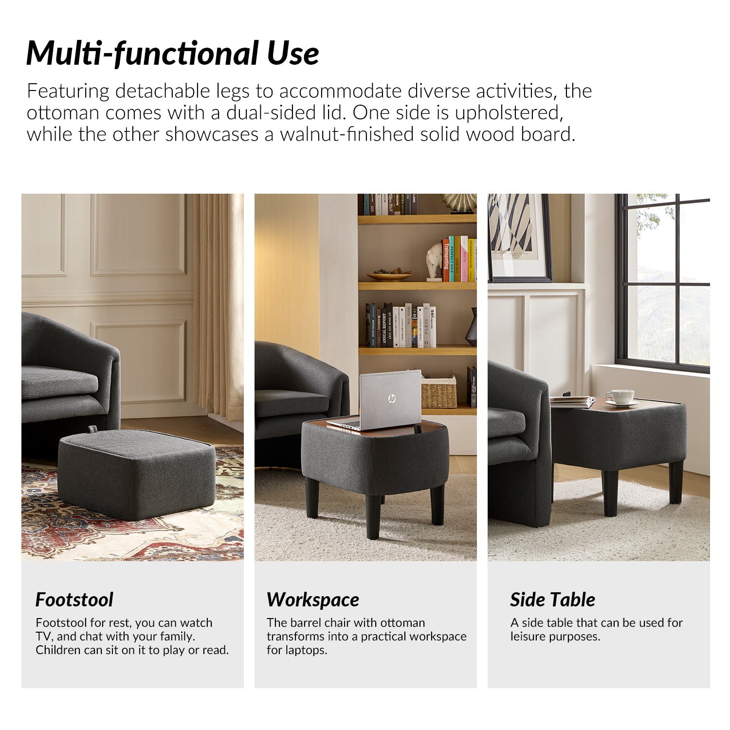 Arturo Armchair in Charcoal