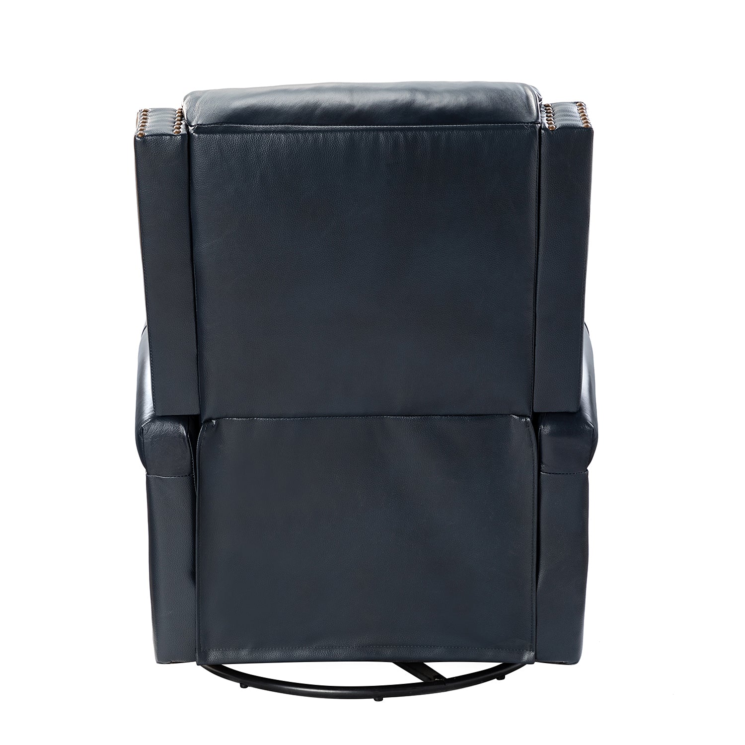 Louise Genuine Leather Swivel Rocker Recliner in Navy