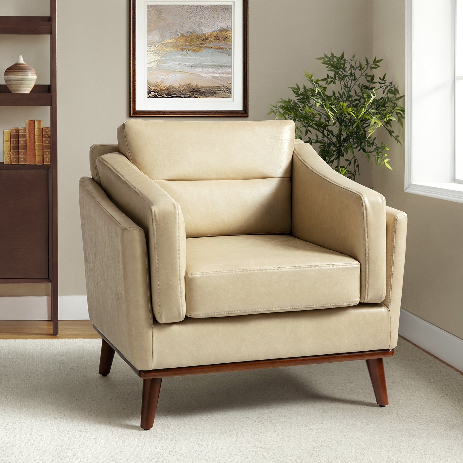 Jerome Vegan Leather Armchair in Beige