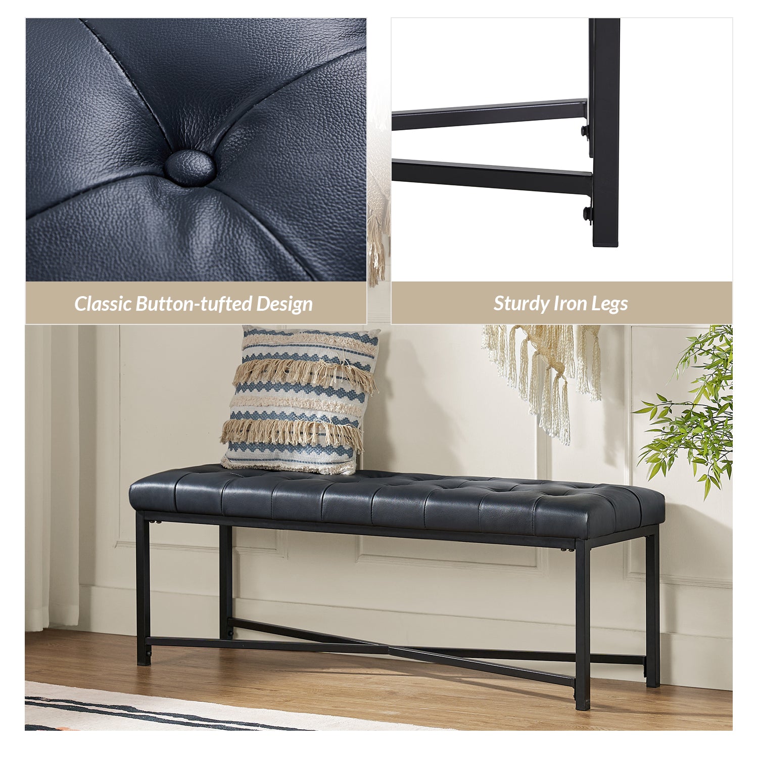 Arnold Upholstered Flip Top Storage Bench in Navy