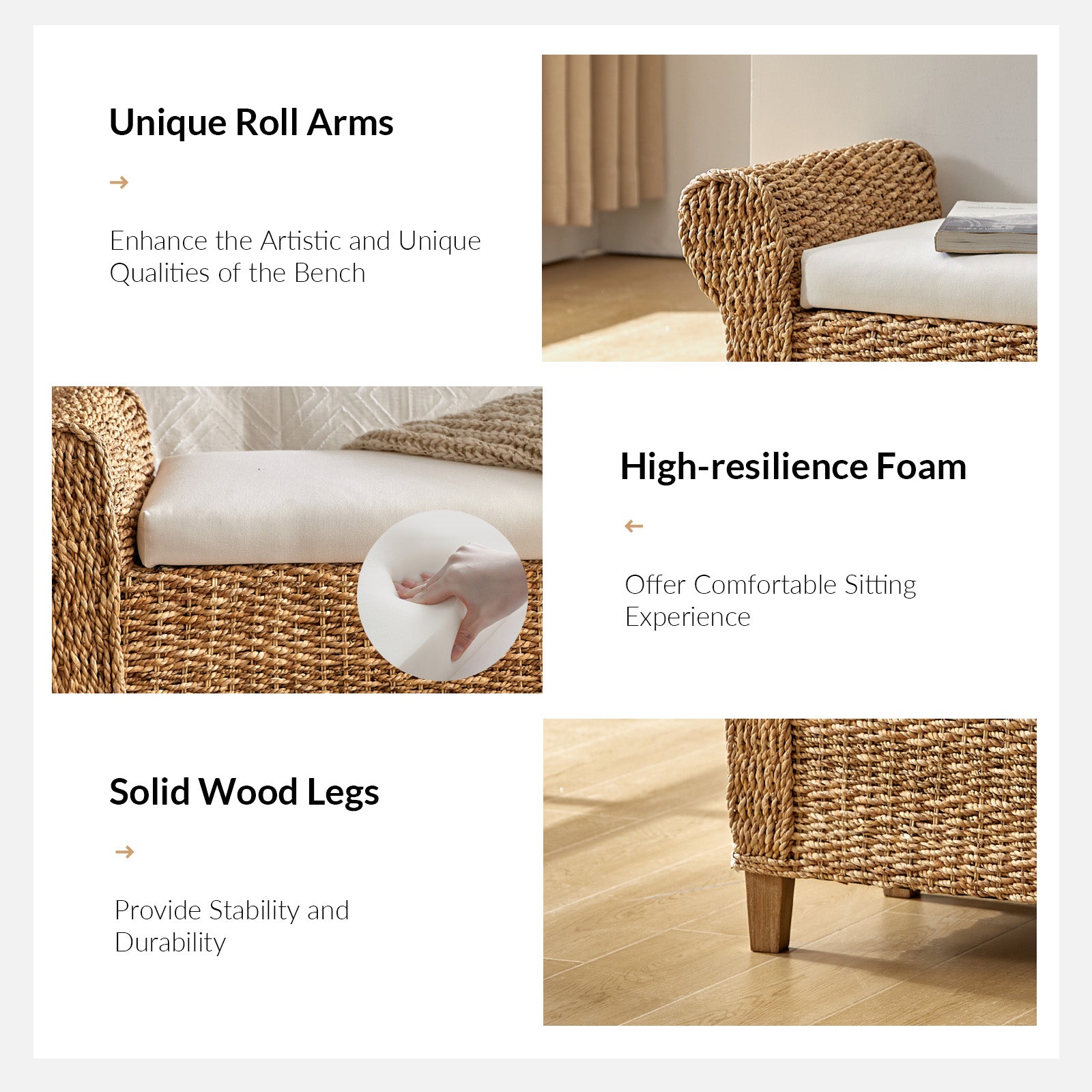 Arnaldo Ratten Storage Bench in Natural