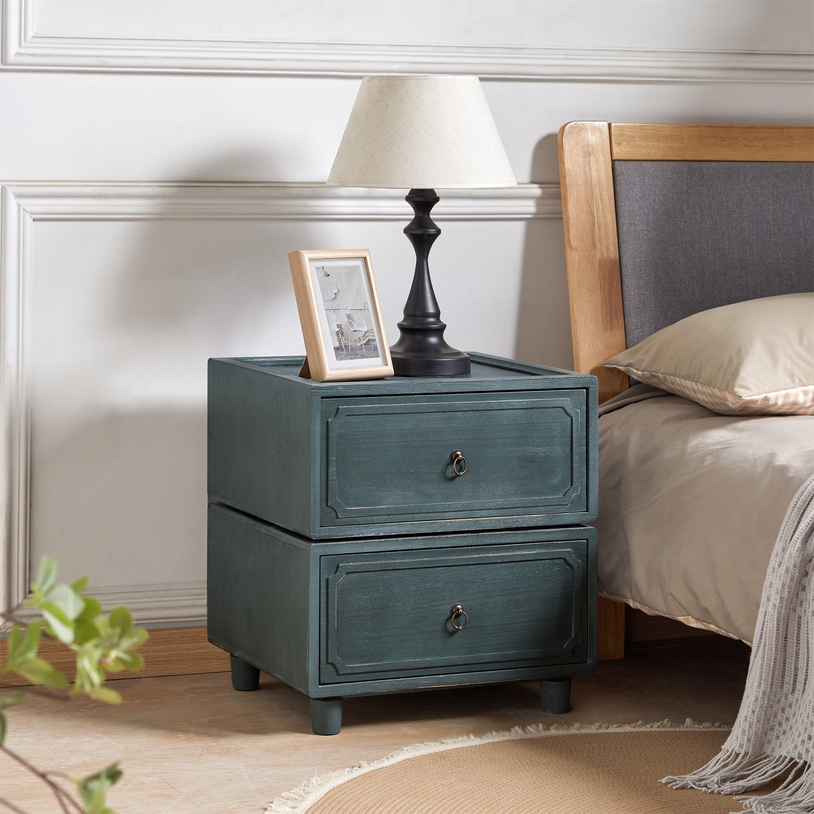 Nicole 2-Drawer Nightstand in Blue