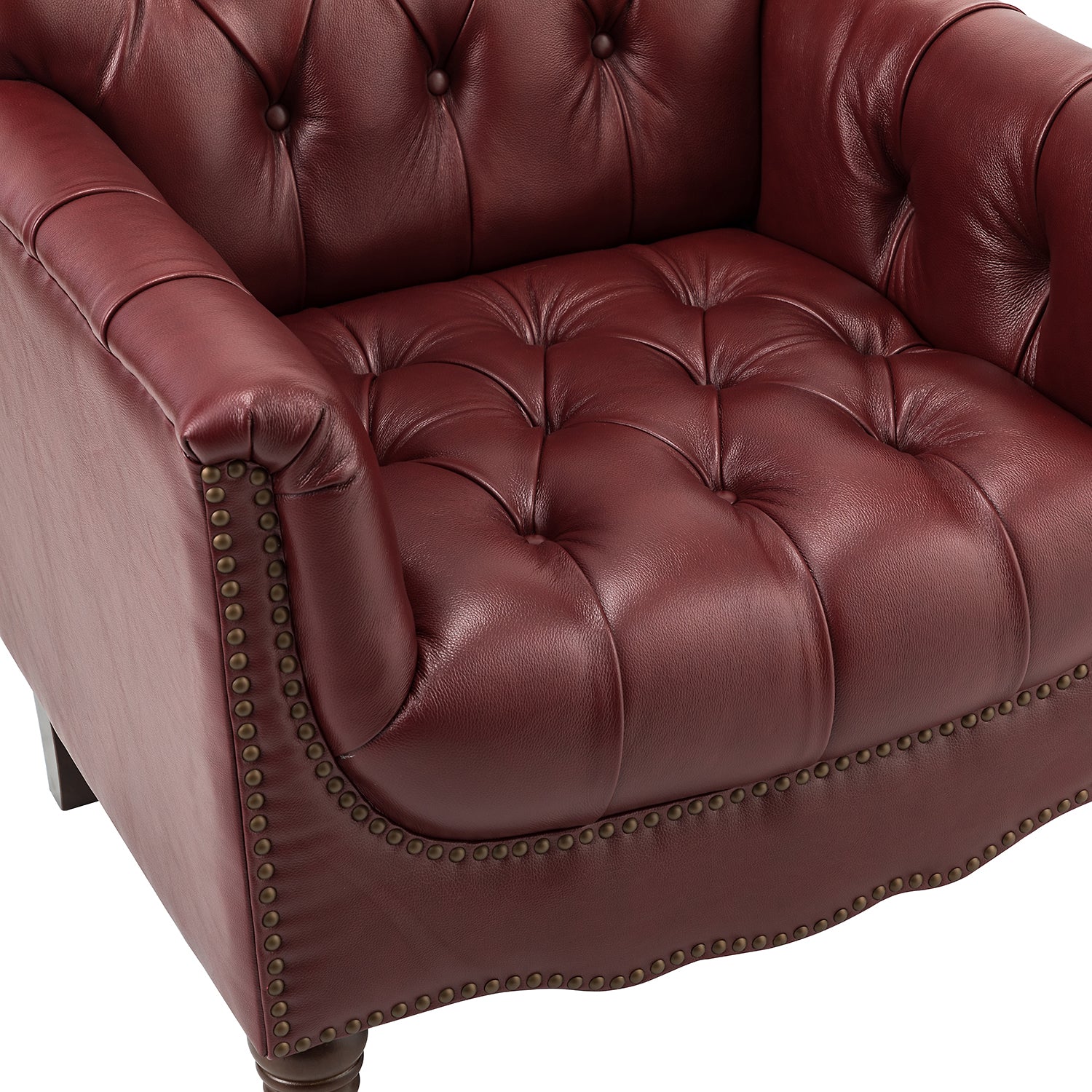 Elijah Genuine Leather Armchair in Burgundy