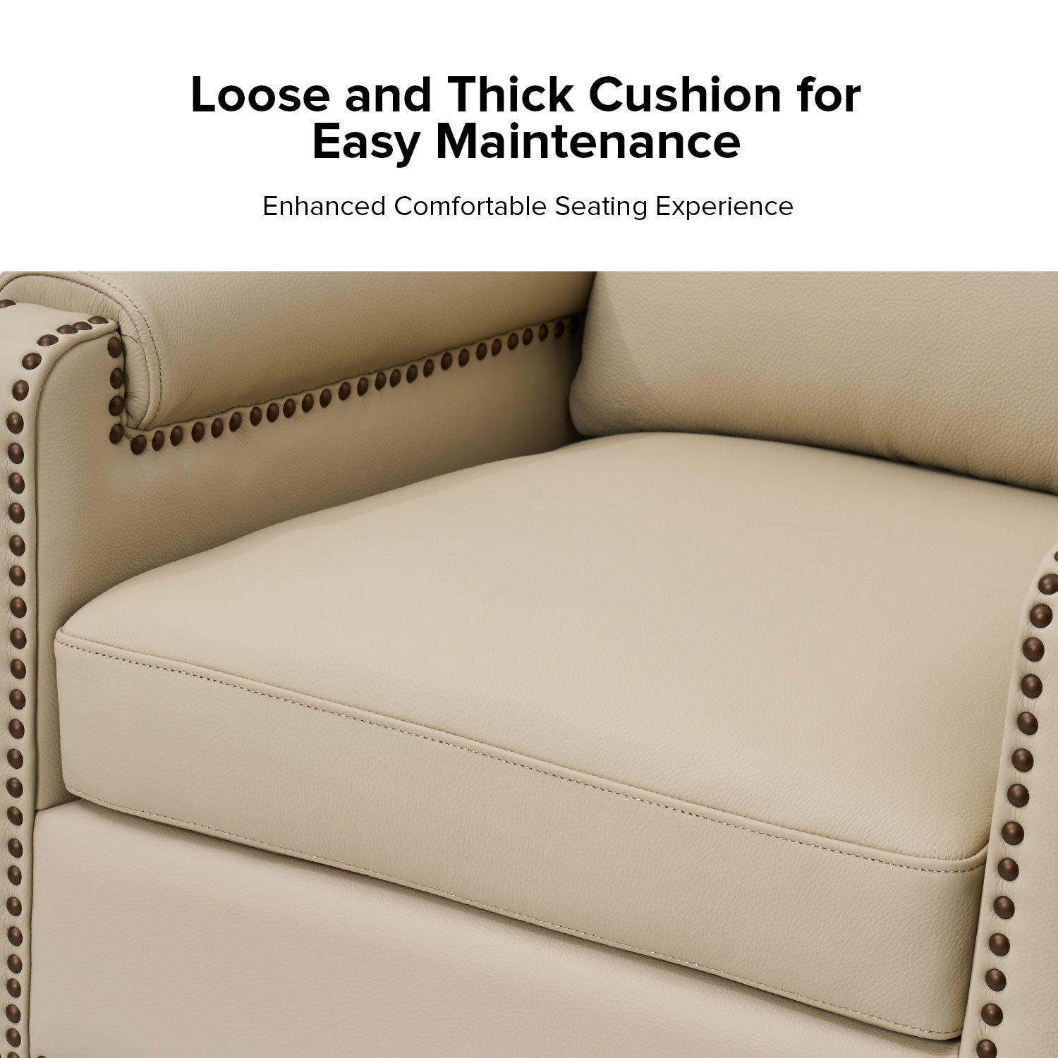 Raimund Genuine Leather Armchair in Beige