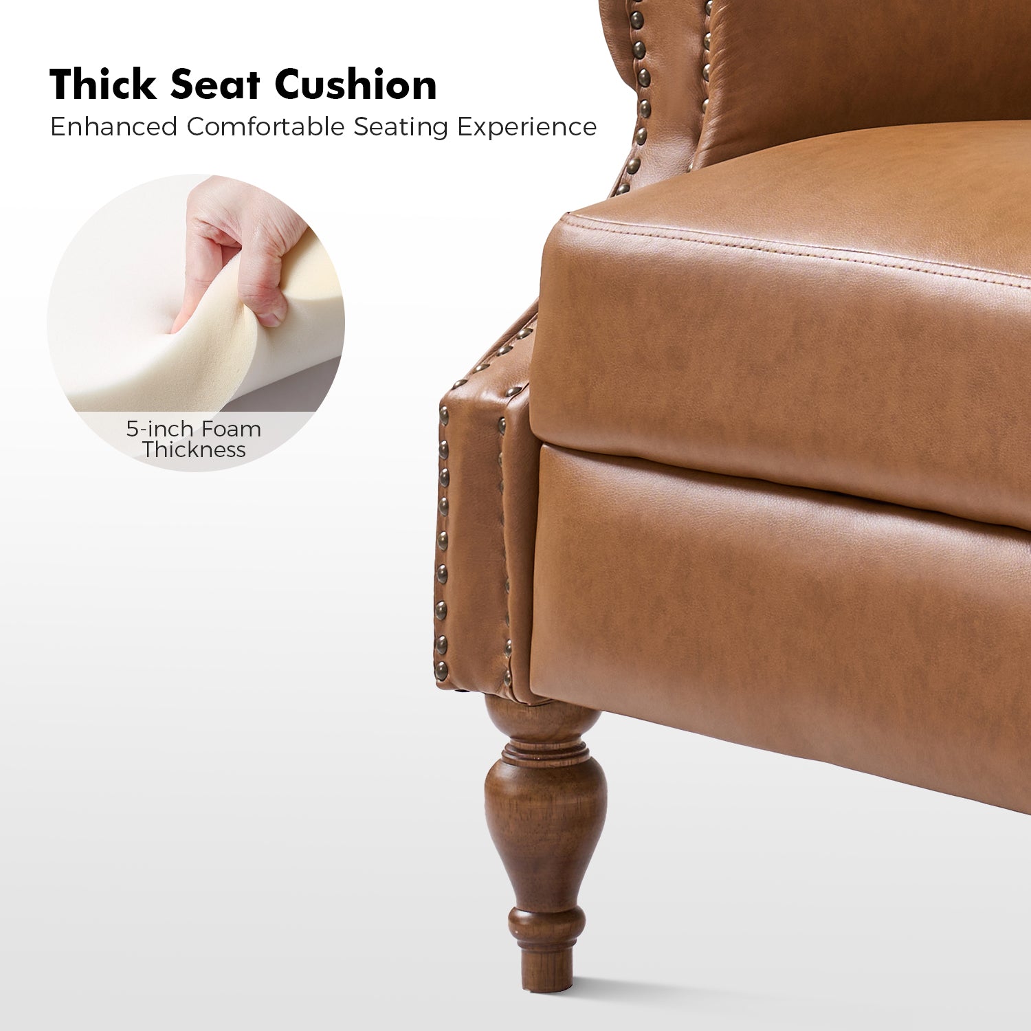 Rosalie Vegan Leather Manual Recliner in Camel