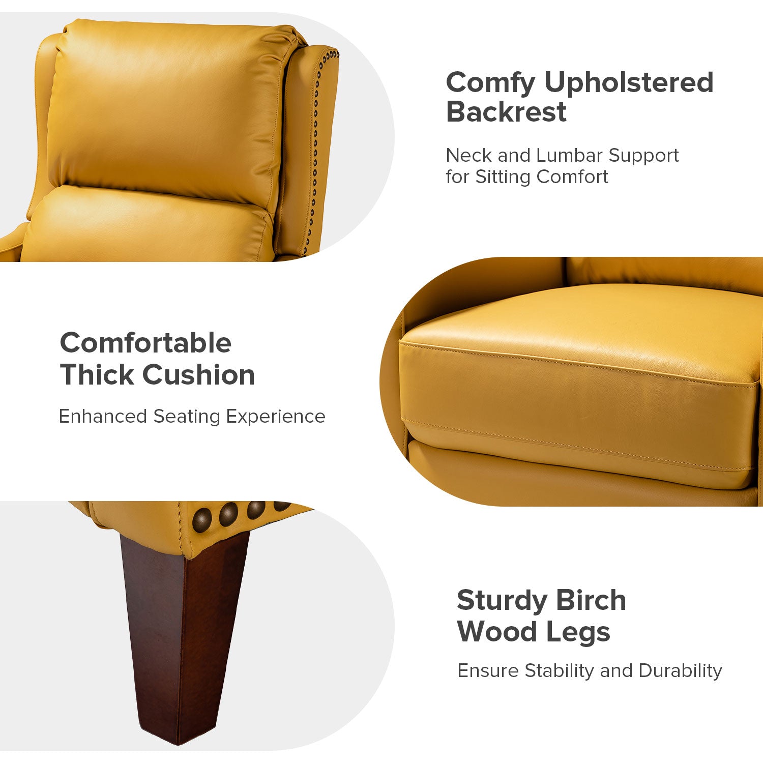 Hyde Genuine Leather Recliner in Yellow