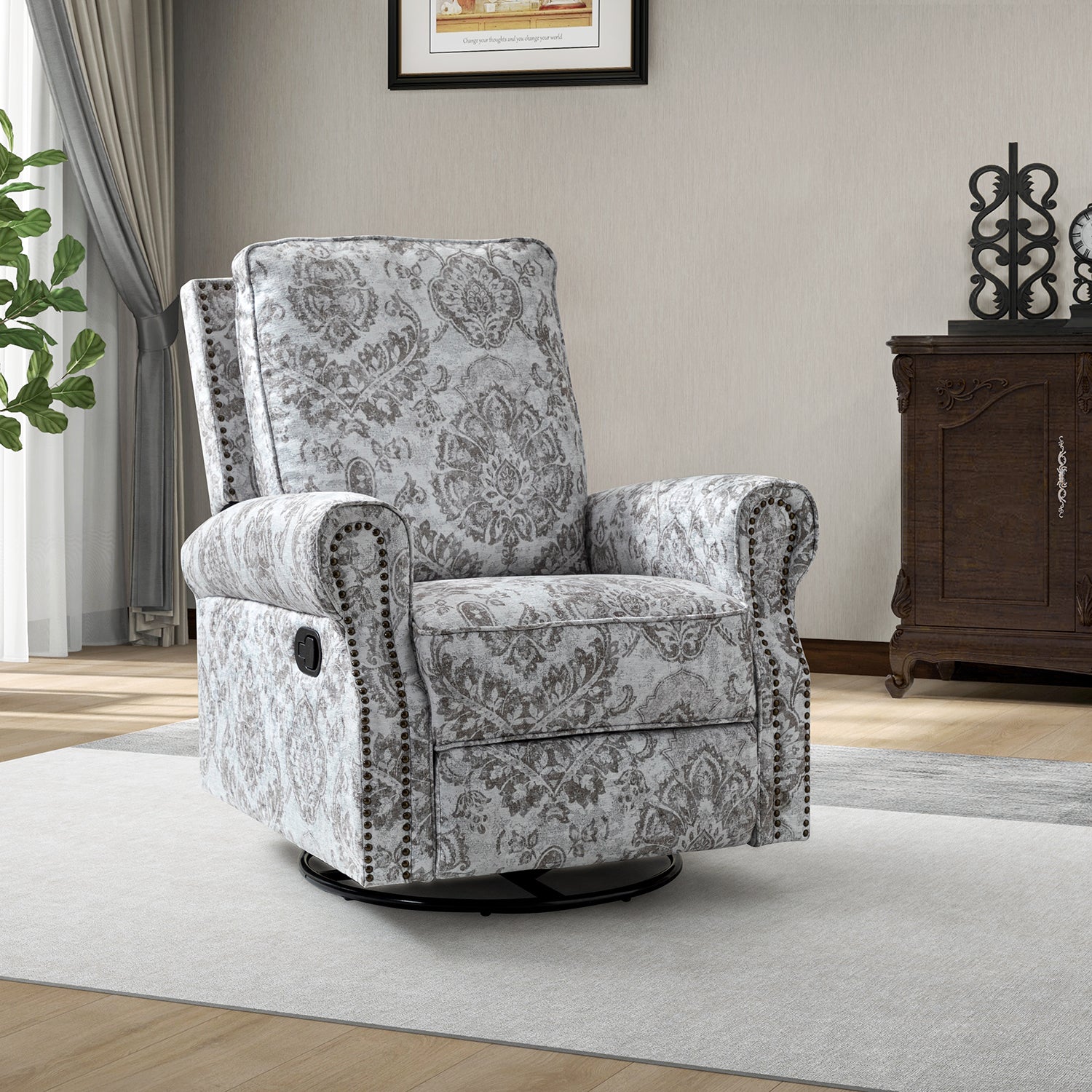Kaspar Manual Swivel Glider Recliner in Beige