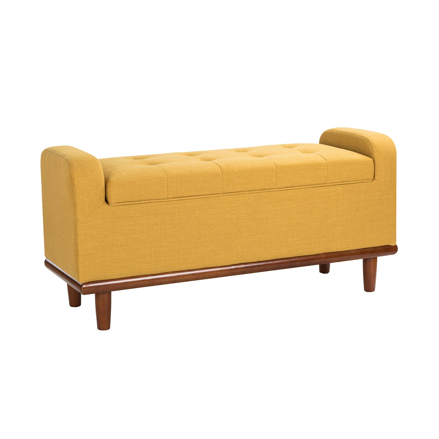 Jason Upholstered Flip Top Storage Bench in Mustard