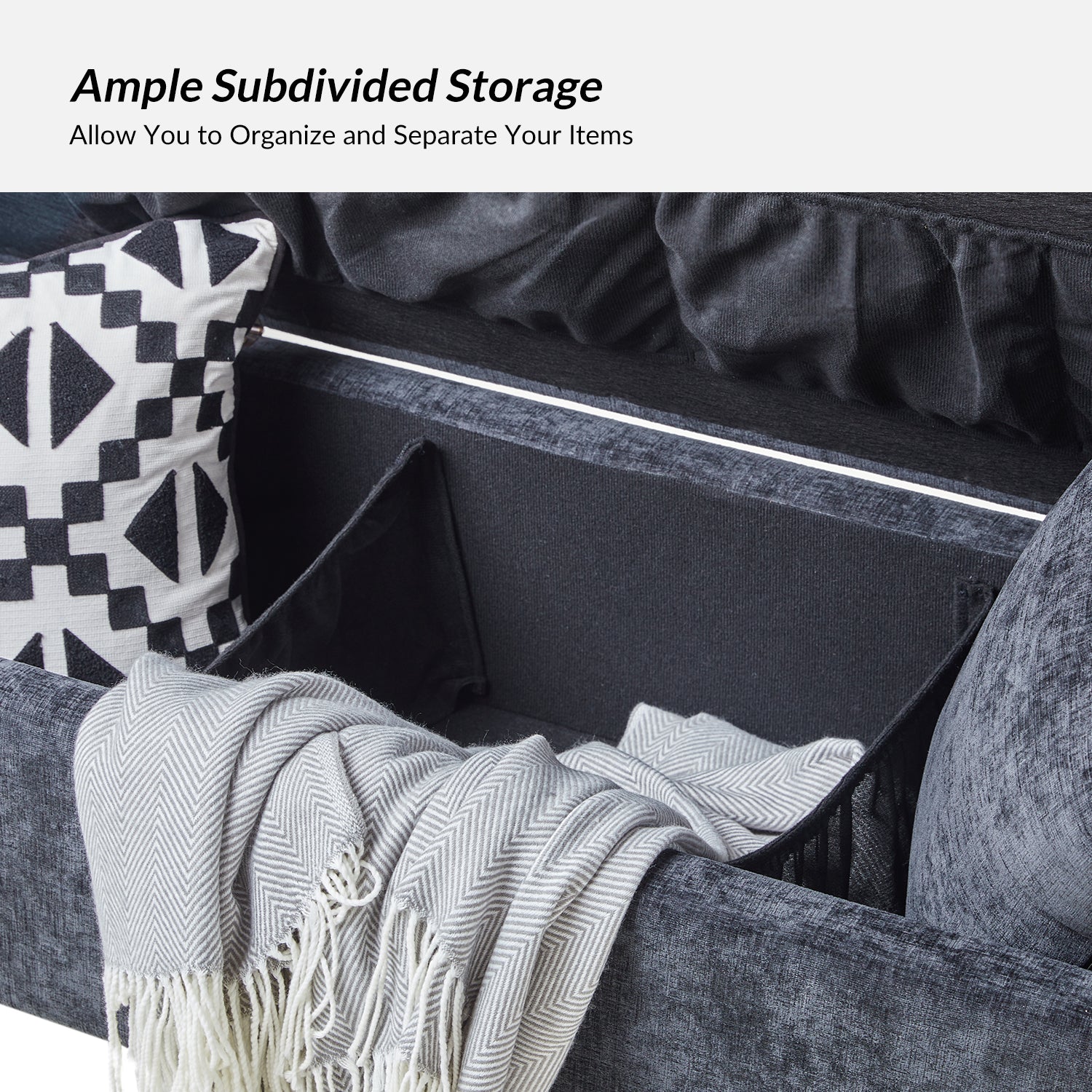 Arrigo Upholstered Flip Top Storage Bench in Black