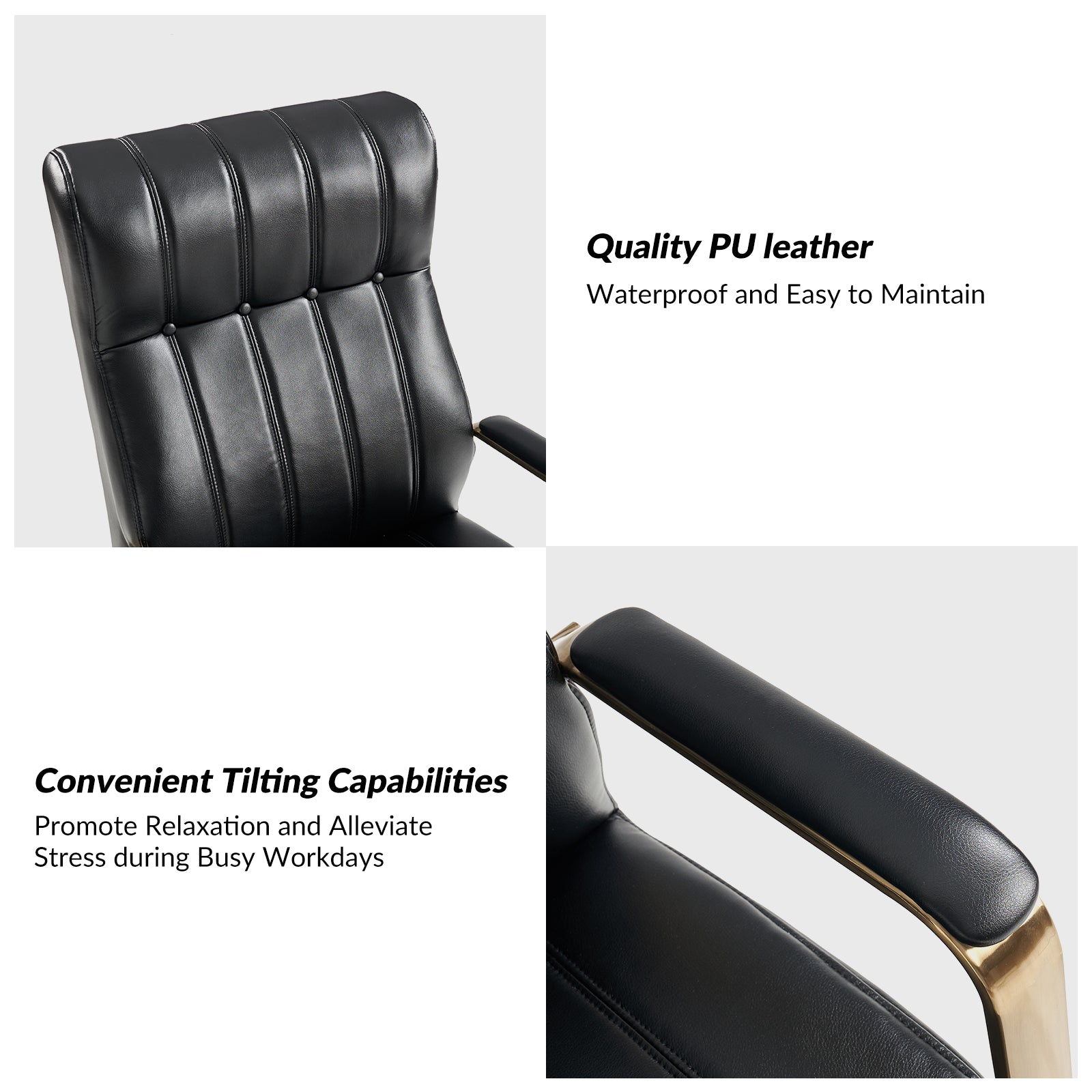 Conan Leather Ergonomic Executive Office Chair in Black