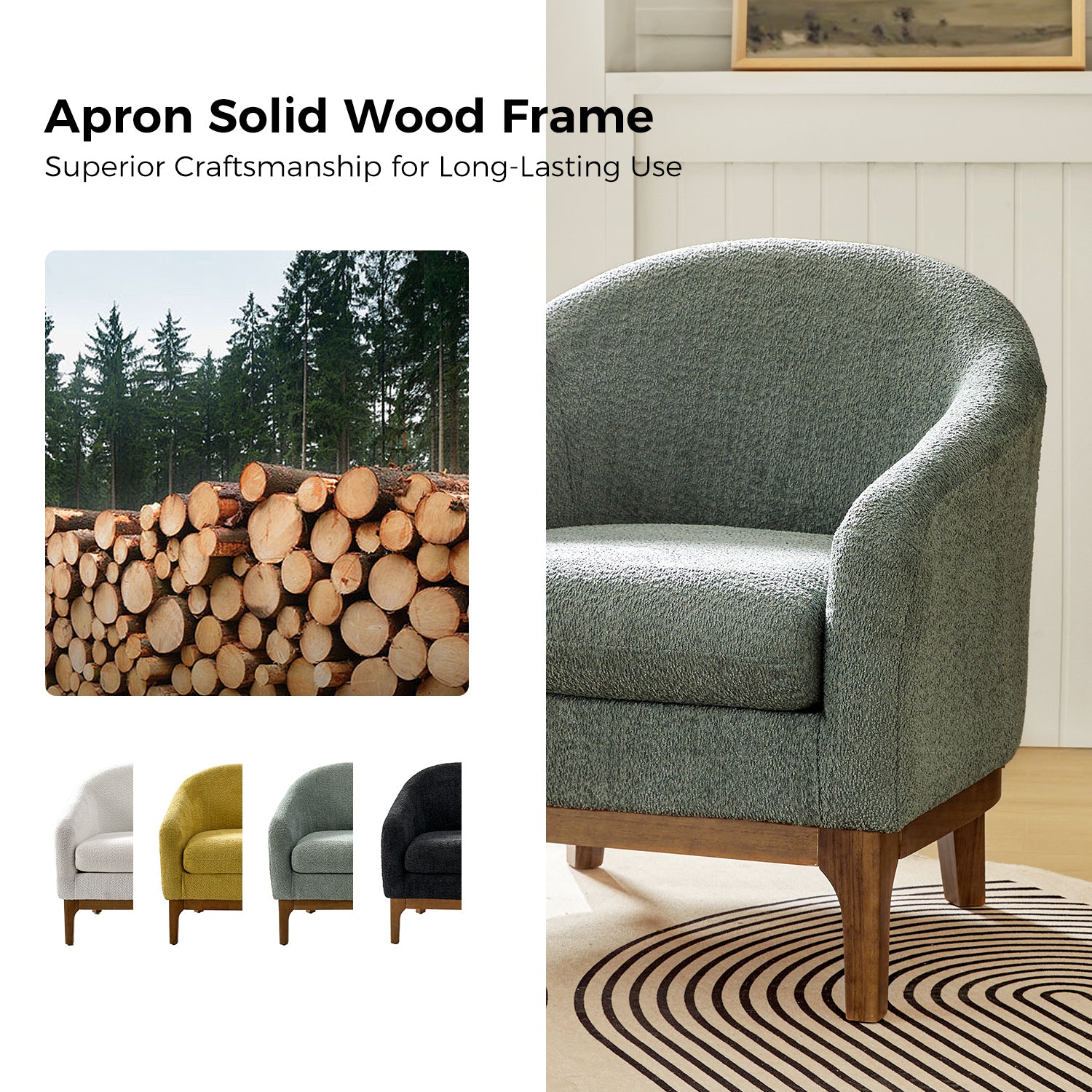 Joseph Boucle Armchair Chair in Sage