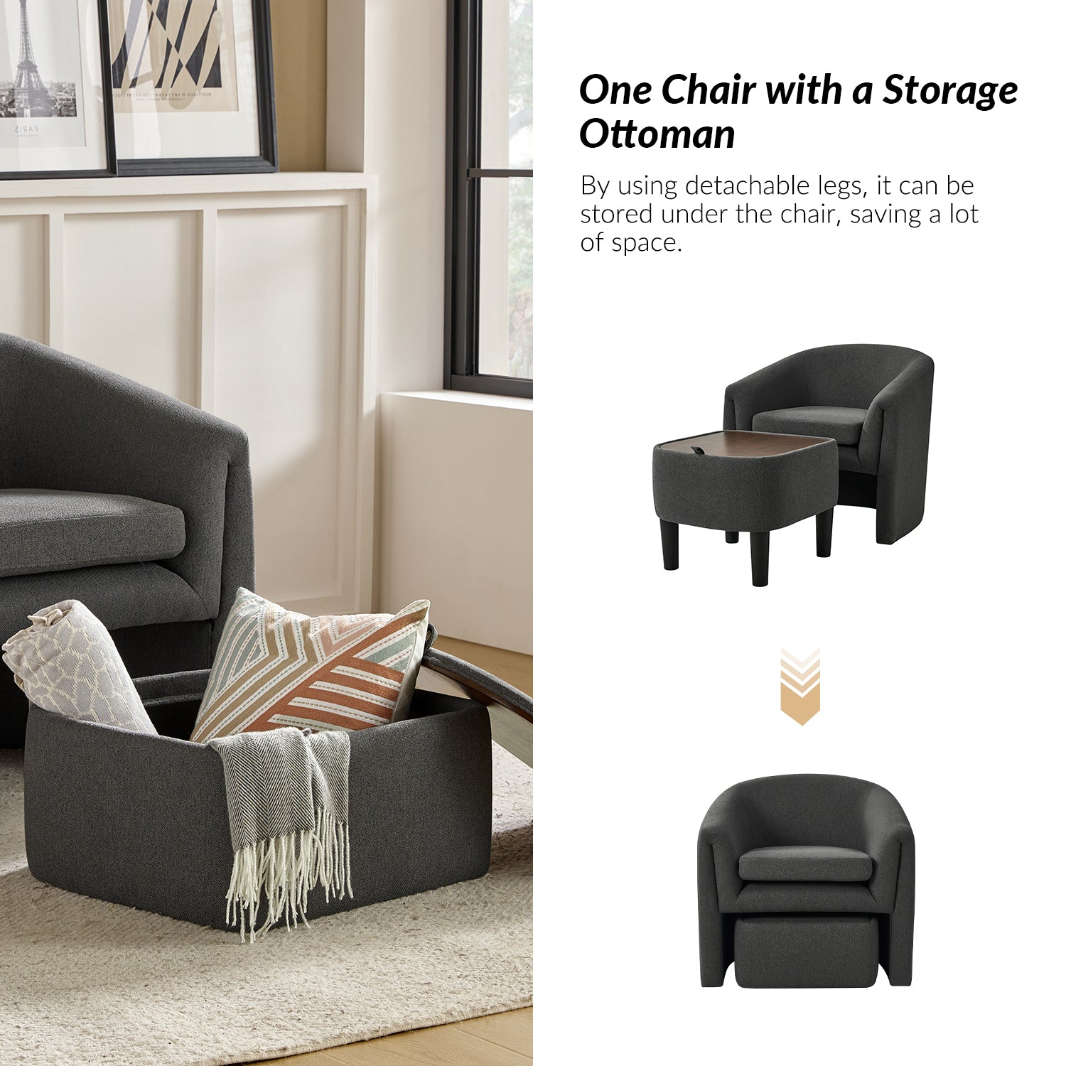 Arturo Armchair in Charcoal