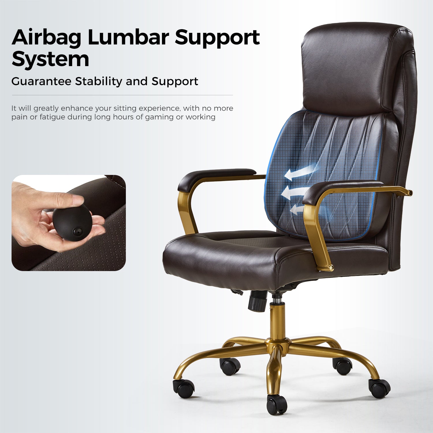 Bradford Ergonomic Office Chair with Lumbar Support in Brown